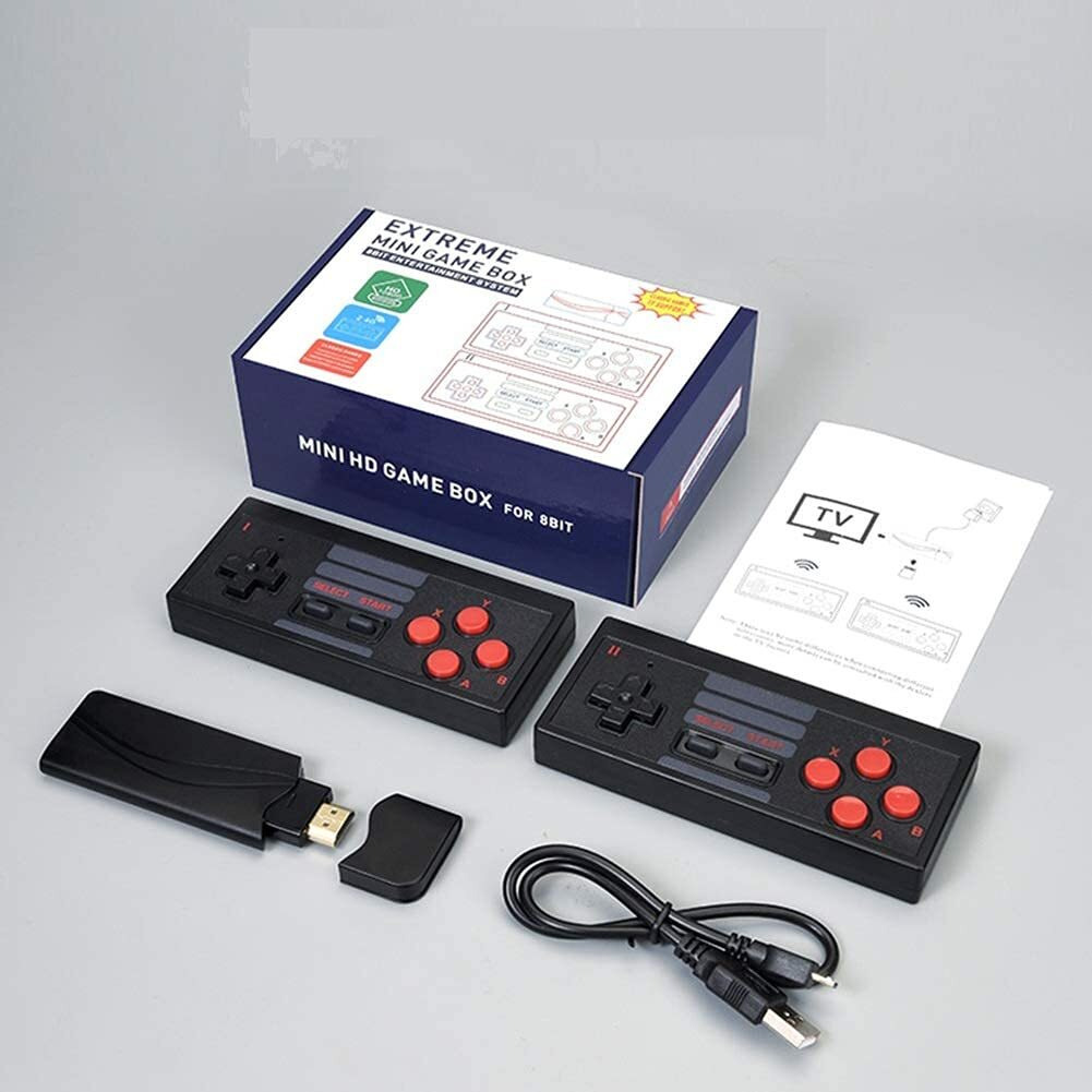 GSH Plug and Play Wireless HD 1080p TV Video Game for Kids (8 Bit Retro Built-in Games) for up to 2 Players HDMI Game Stick Dongle (Multicolor)