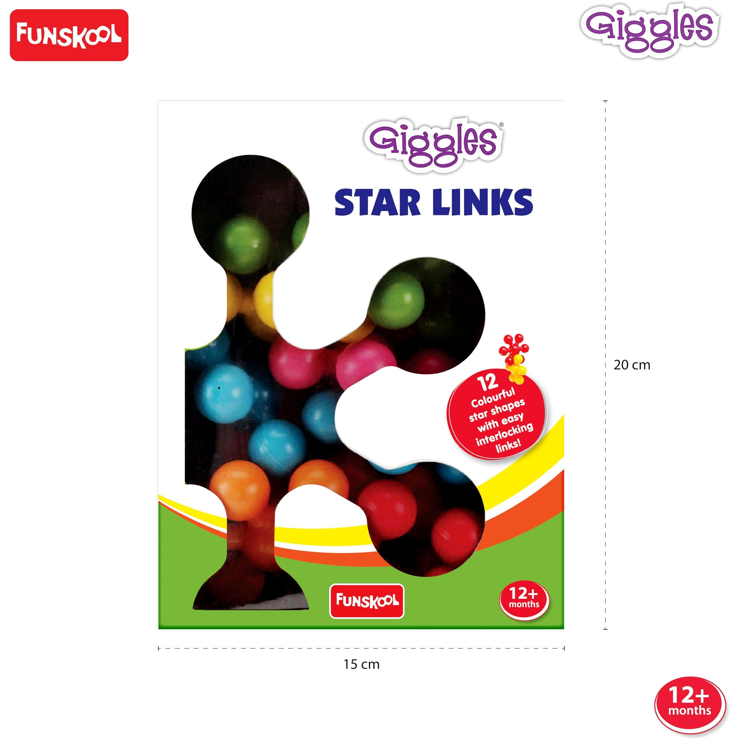 Funskool Giggles - Star Links toys for kids, Multicoloured Interlocking Learning Educational Blocks, Improves Creativity And Construction Blocks For Kids, 6 Months & Above, Infant and Preschool Toys