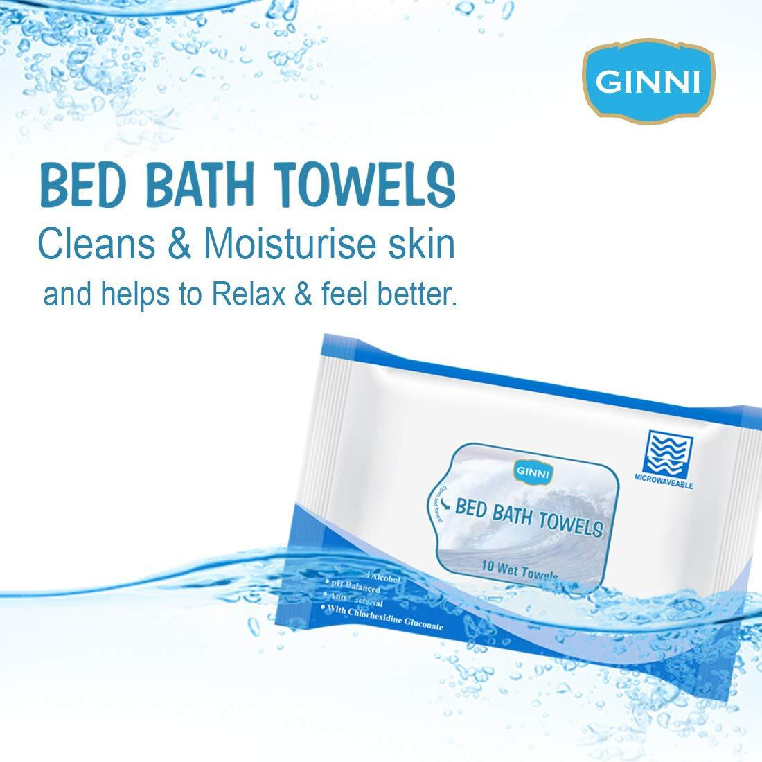 GINNI Hygiene Bed Bath Towel Big Wet Wipes For Adults, Patients & Baby Wet Wipes & Refreshing Sponge Bath (10 Pulls/Pack) (Pack of 7)