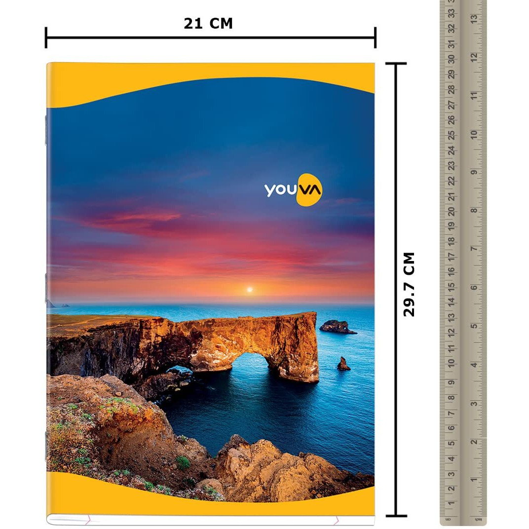 YOUVA Navneet|Long Book|Soft Bound/Soft Cover Notebook For Students|A4 Size-21 Cm X 29.7 Cm|Single Line|140 Pages|Pack Of 12