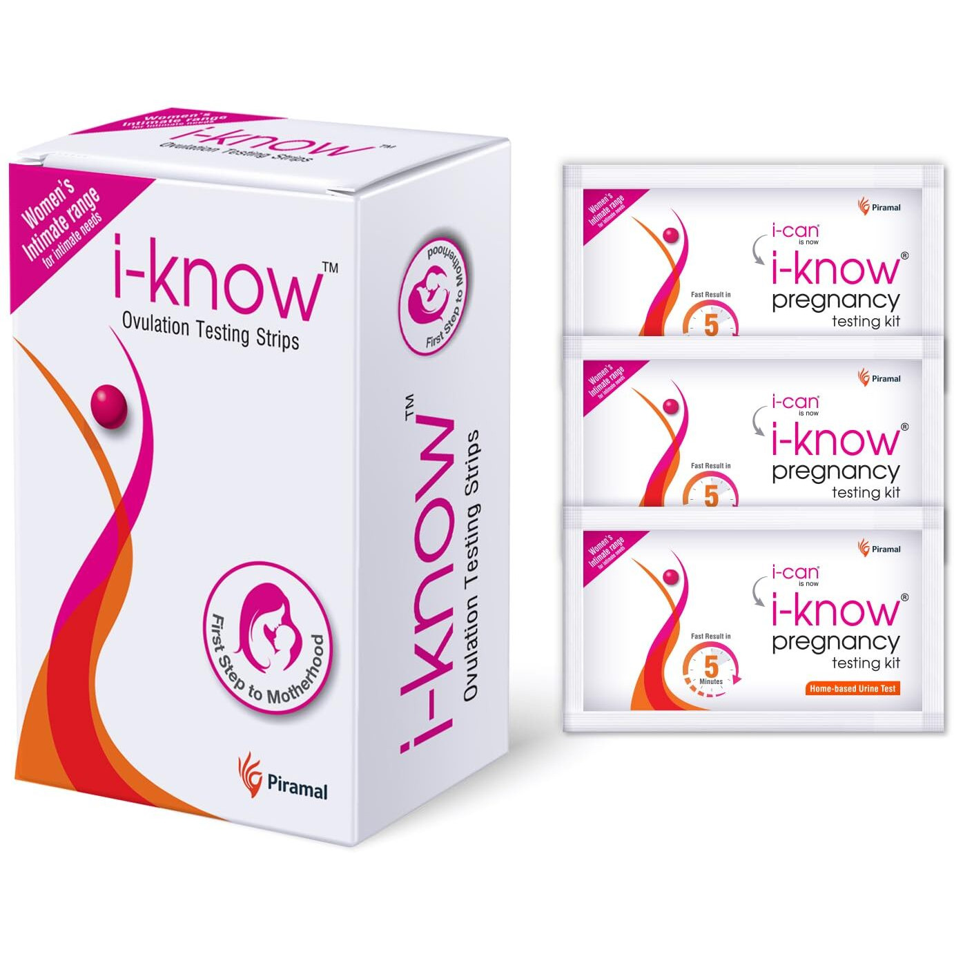 Combo Pack | i Know Ovulation Test Kit For Women Planning Pregnancy | 5 Strips & i Can One Step Pregnancy Test Kit | 4 Kits | Acurate Results within 5 mins