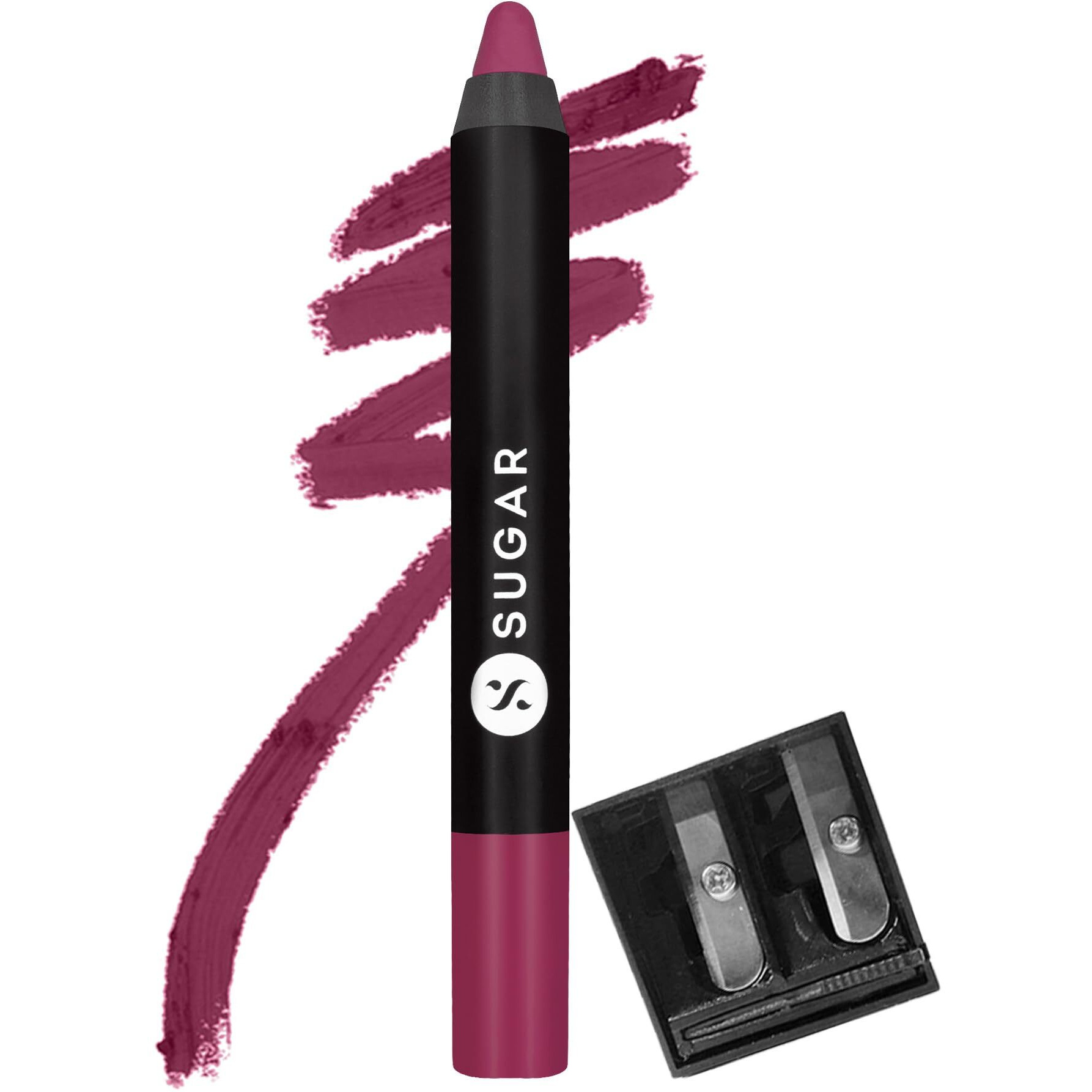 SUGAR Cosmetics Matte as Hell Crayon Lipsticks for Women | Lasts Up To 8+ Hours | Lip Crayon with Sharpener | 2.8gm - 32 Miss Rosa