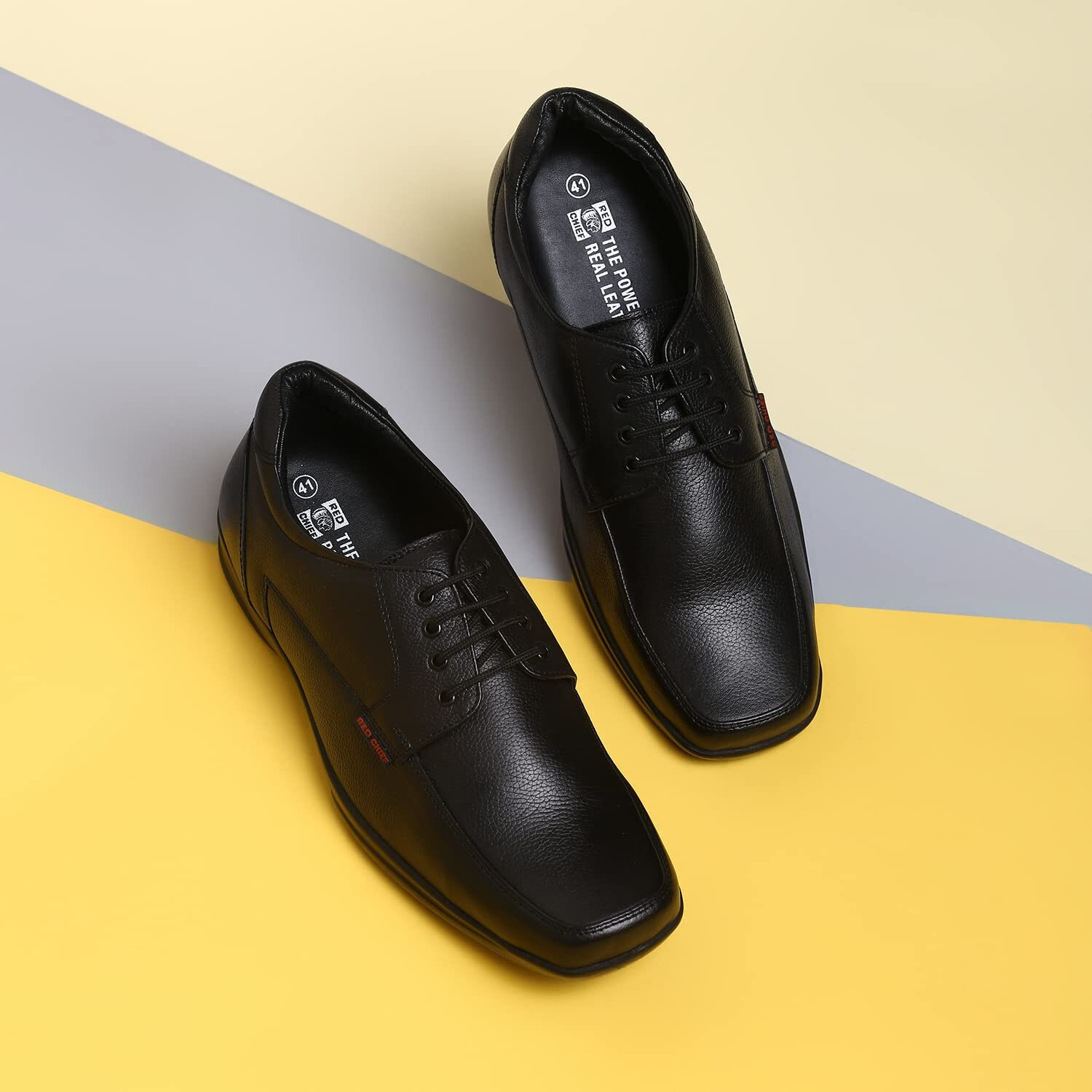 Red Chief Derby Lace Up | Men s Formal Shoes for Office | Black | PU Sole