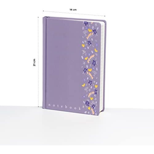 FACTOR NOTES Hardbound Notebook 100 GSM|A5|3 Bookmarks|200 Pages|Inner Pocket|Dot-Grid (The Lavender Wildflower)
