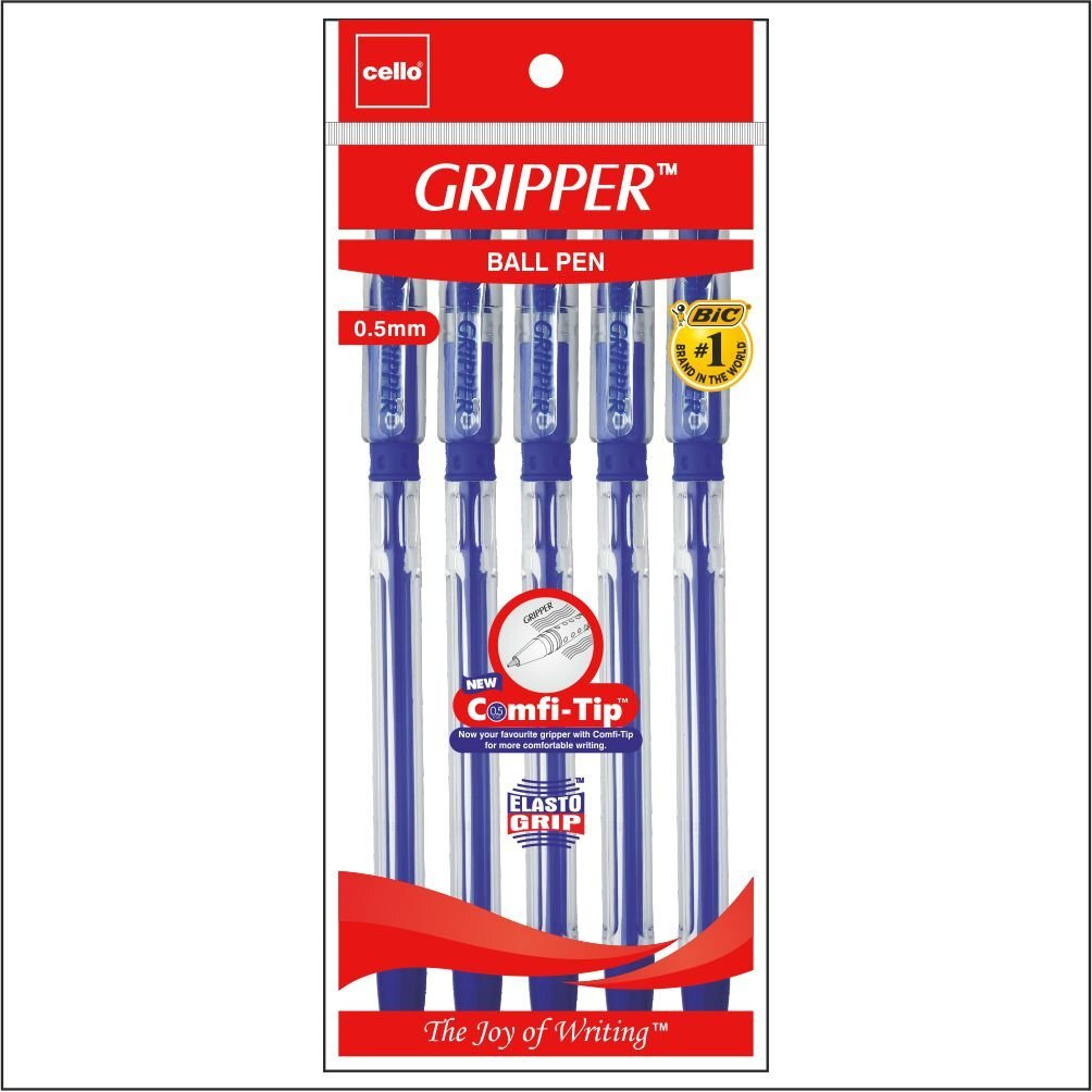 Cello Gripper Ballpen - Pack of 250 (Blue - Pouch Packing)