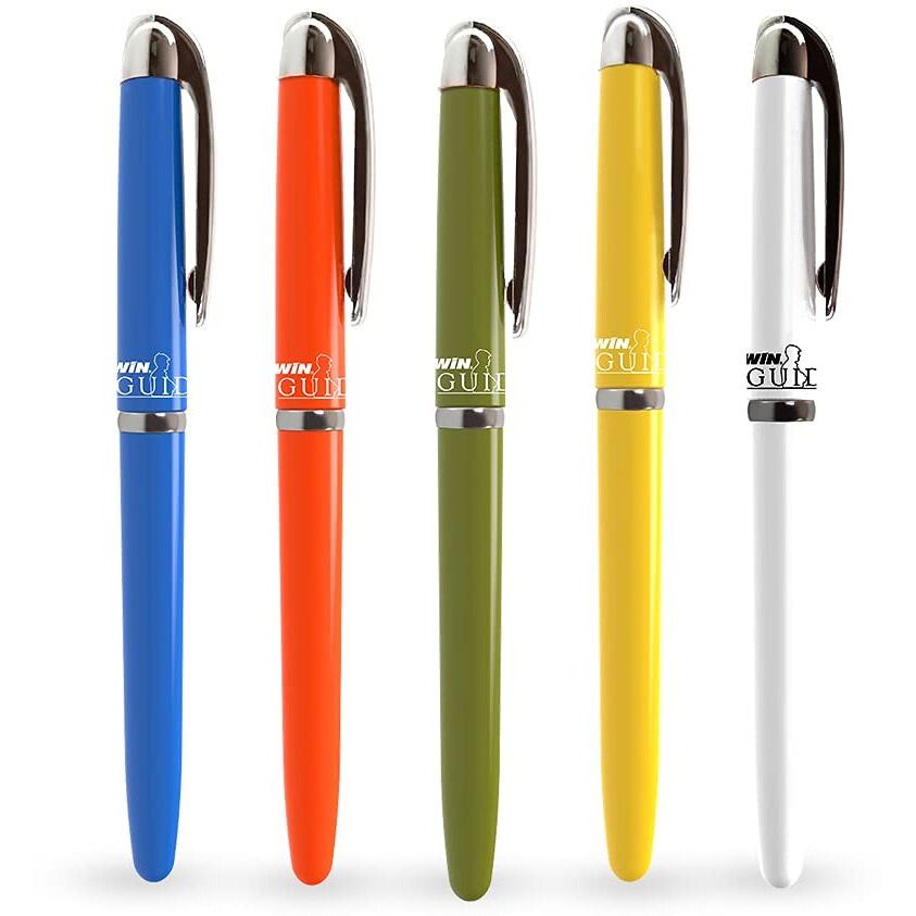 WIN Guide Ball Pens | 20 Blue Ink Pens | Premium Pens with Stylish Metallic Clip | 0.6 mm Tip | Lightweight Design Body | Refillable Pen | School, Office or Gifting | Premium