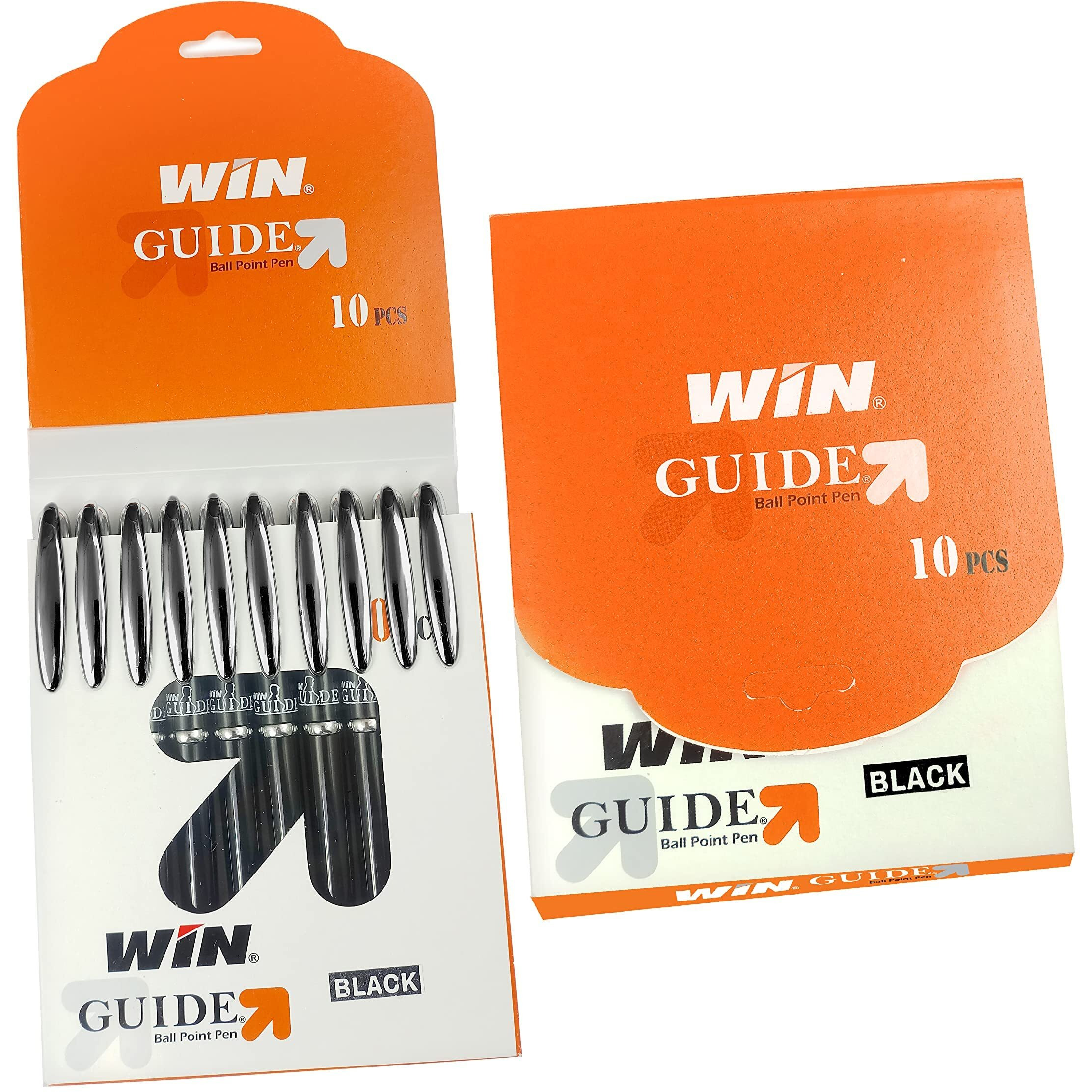 WIN Guide Ball Pens | 20 Black Ink Pens | 0.6 mm Tip for Smooth Writing | Refillable Pen | Ideal for Students & Exams | School,Office or Corporate Use | Premium Stick Ball Pens Set
