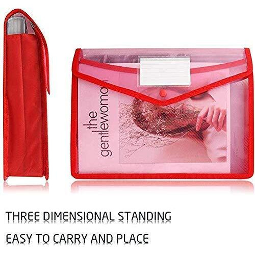 GreatDio Transparent Envelope Folder | Poly-Plastic A4 Documents File Storage Bag with Snap Button | Document Folder for A4 Size Certificates | Bag for Document (Set of 5)