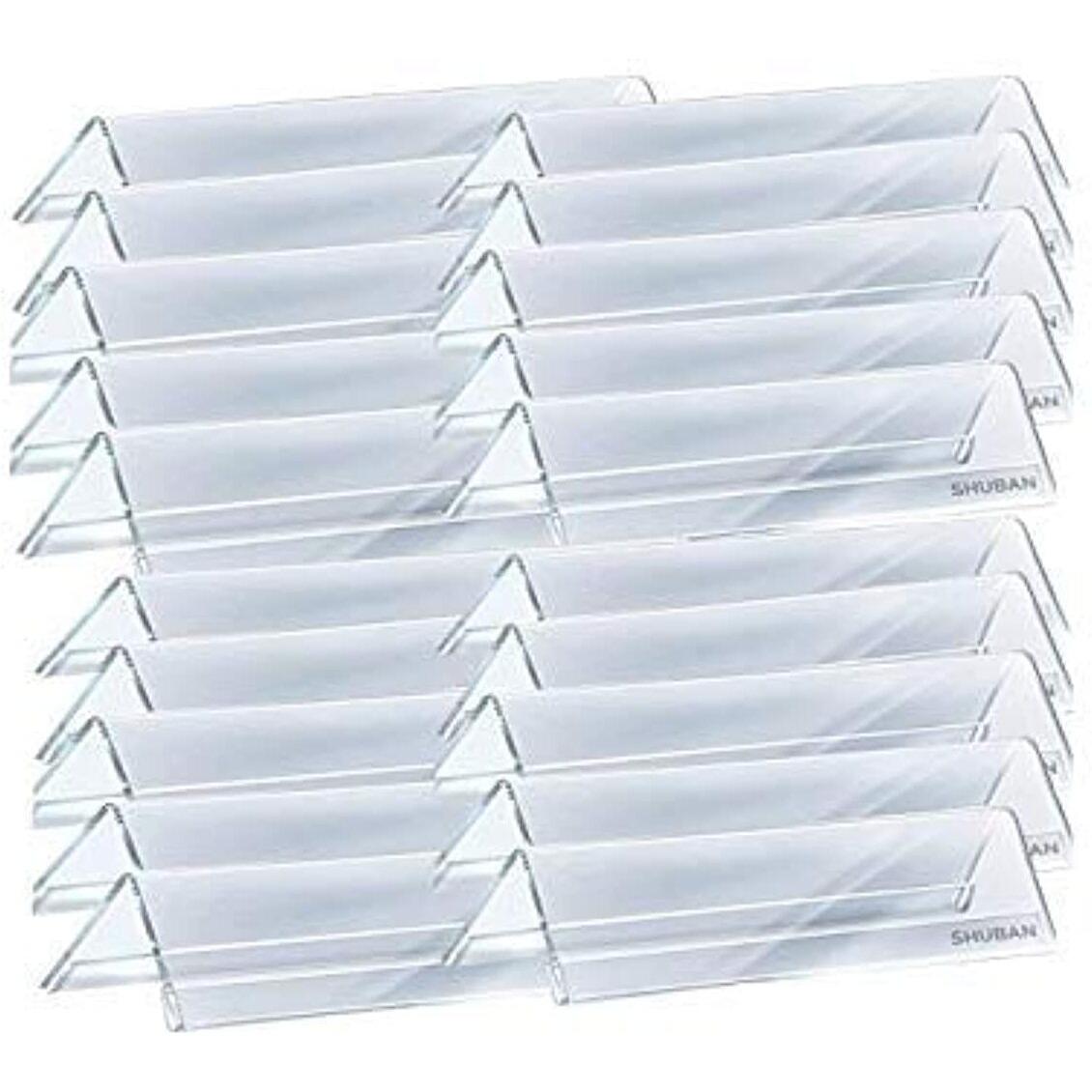 Shuban Acrylic 2-Sided Display Option V-Shaped Desk Name Plate for Name Plate Display for Business Conference, Reusable Table Place-Cards Holders for Wedding Restaurant and School (10 Inch x 2 Inch-20 Pack)