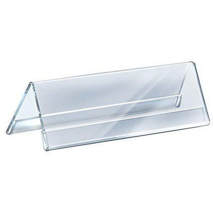 Shuban Acrylic 2-Sided Display Option V-Shaped Desk Name Plate for Name Plate Display for Business Conference, Reusable Table Place-Cards Holders for Wedding Restaurant and School (10 Inch x 2 Inch-20 Pack)