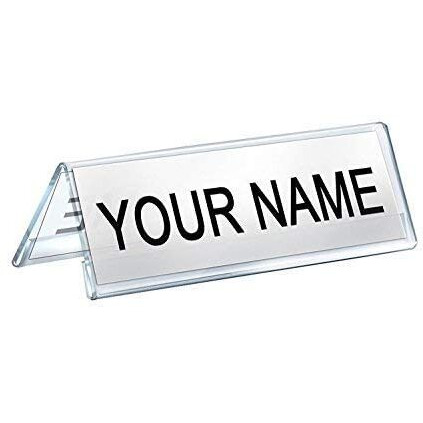 Shuban Acrylic 2-Sided Display Option V-Shaped Desk Name Plate for Name Plate Display for Business Conference, Reusable Table Place-Cards Holders for Wedding Restaurant and School (08 Inch x 2 Inch-20 Pack)