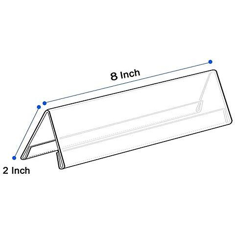 Shuban Acrylic 2-Sided Display Option V-Shaped Desk Name Plate for Name Plate Display for Business Conference, Reusable Table Place-Cards Holders for Wedding Restaurant and School (08 Inch x 2 Inch-20 Pack)