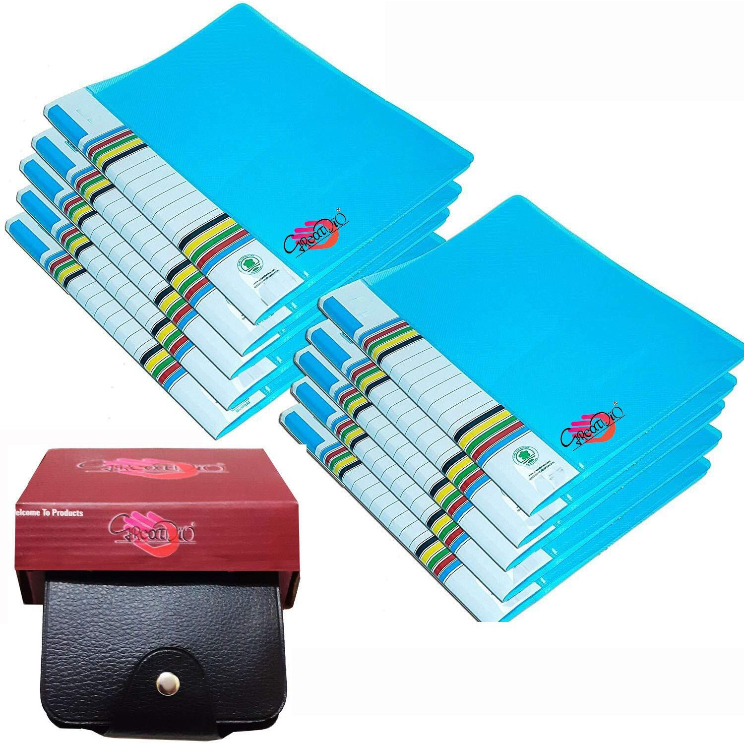 GreatDio 10 Pcs Transparent File Folder Case, A4 Size Presentation File/Report File Super Line Transparent Report File with Credit Card Holder/ATM Card Holder12 Slot Holds Upto 24 Cards