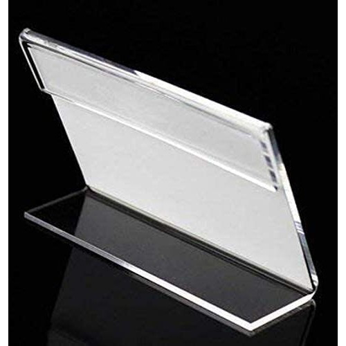 BIGIMALL 9cmx6cm X 10 pcs Acrylic Sign Display Label Price Name Card Tag Holder Stands (material  Acrylic (PMMA))