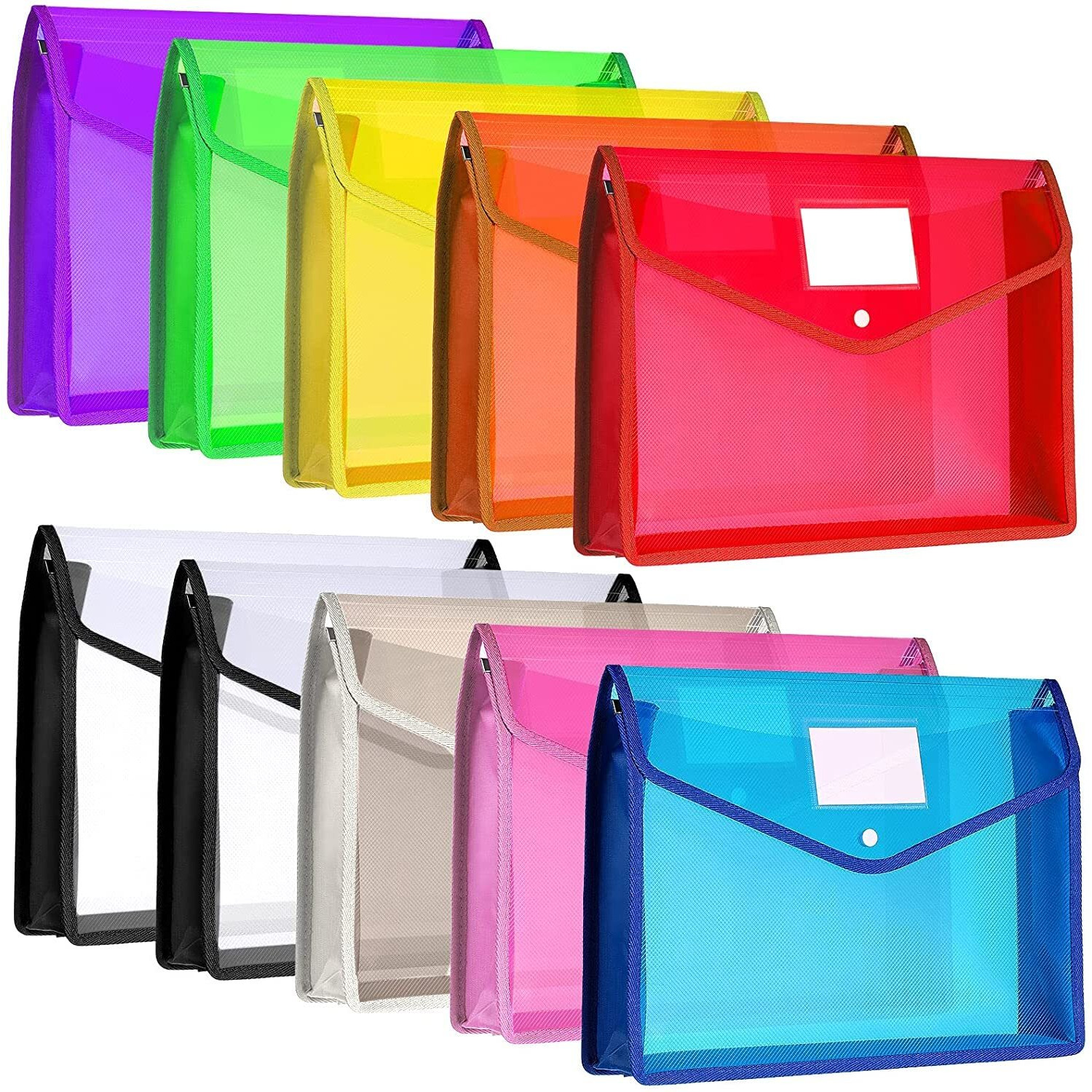 MORE BUY Transparent A4 Size Document File Folder Storage Bag with Snap Button for Certificate/Documents/Marksheet/Medical Fils for Men and Women (Pack of 10)
