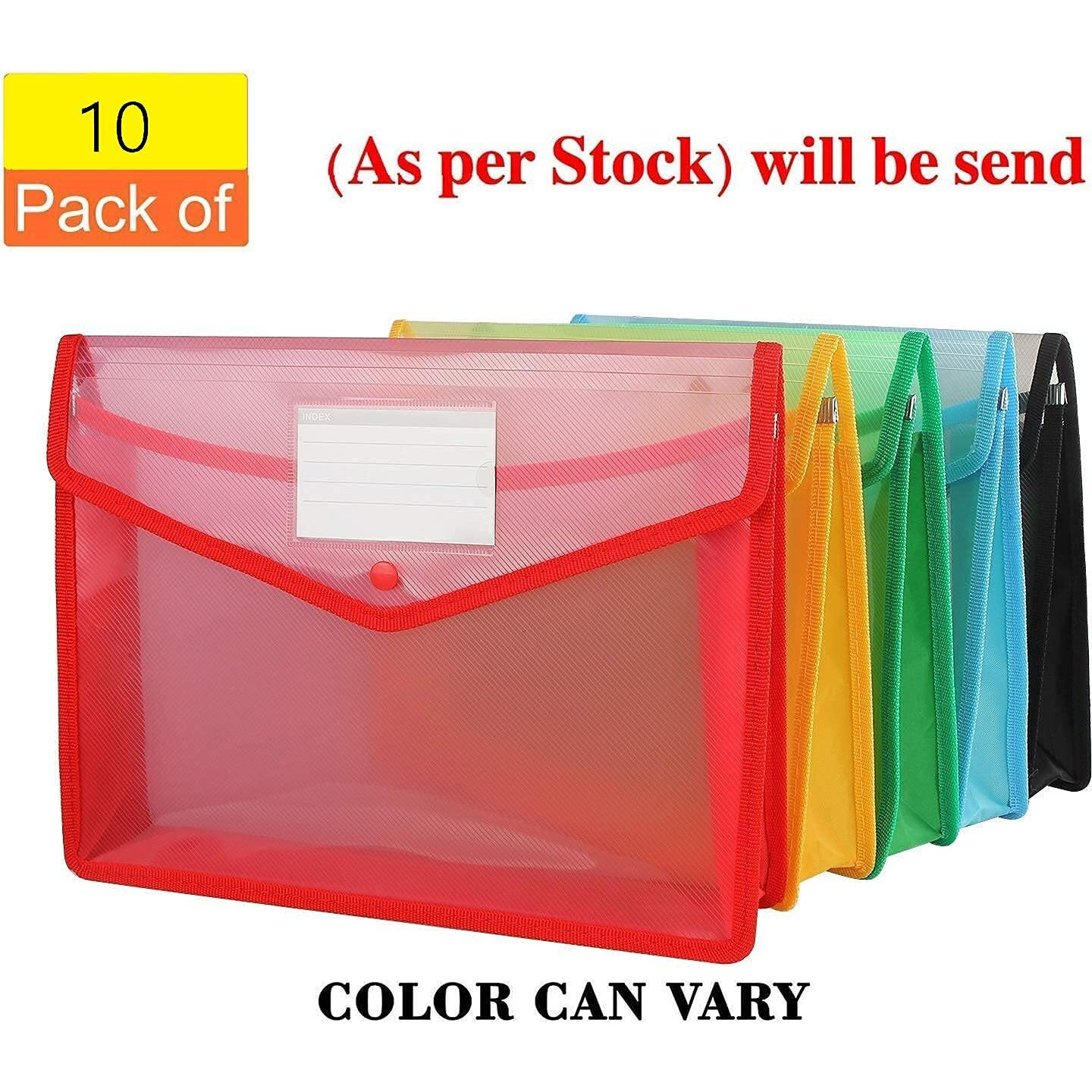 MORE BUY Transparent A4 Size Document File Folder Storage Bag with Snap Button for Certificate/Documents/Marksheet/Medical Fils for Men and Women (Pack of 10)