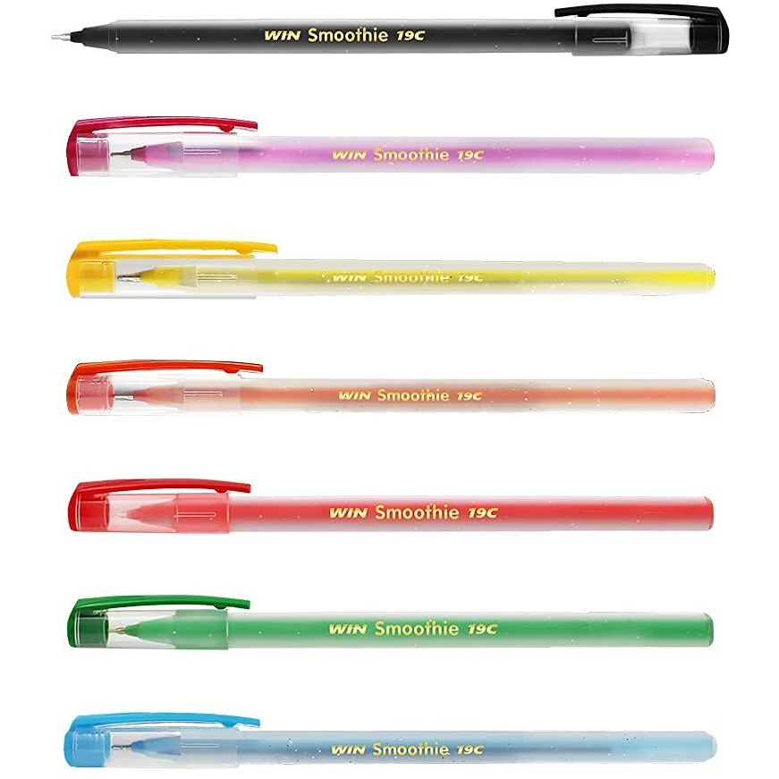 WIN Smoothie Ball Pens | 60 Pens (20 Blue Ink, 20 Black Ink & 20 Red Ink) | Colourful Sparkle Body | Use and Throw Pens | For One Time Use | Smooth Flow of Ink | Pens for Writing | Office Stationery