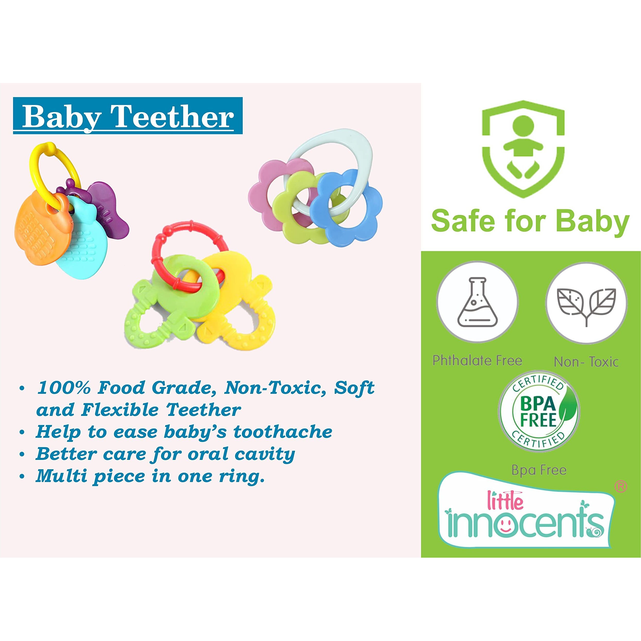 Little Innocents BPA-Free Non Toxic Colorful Rattles for Baby (9Pcs-Multicolor-1)