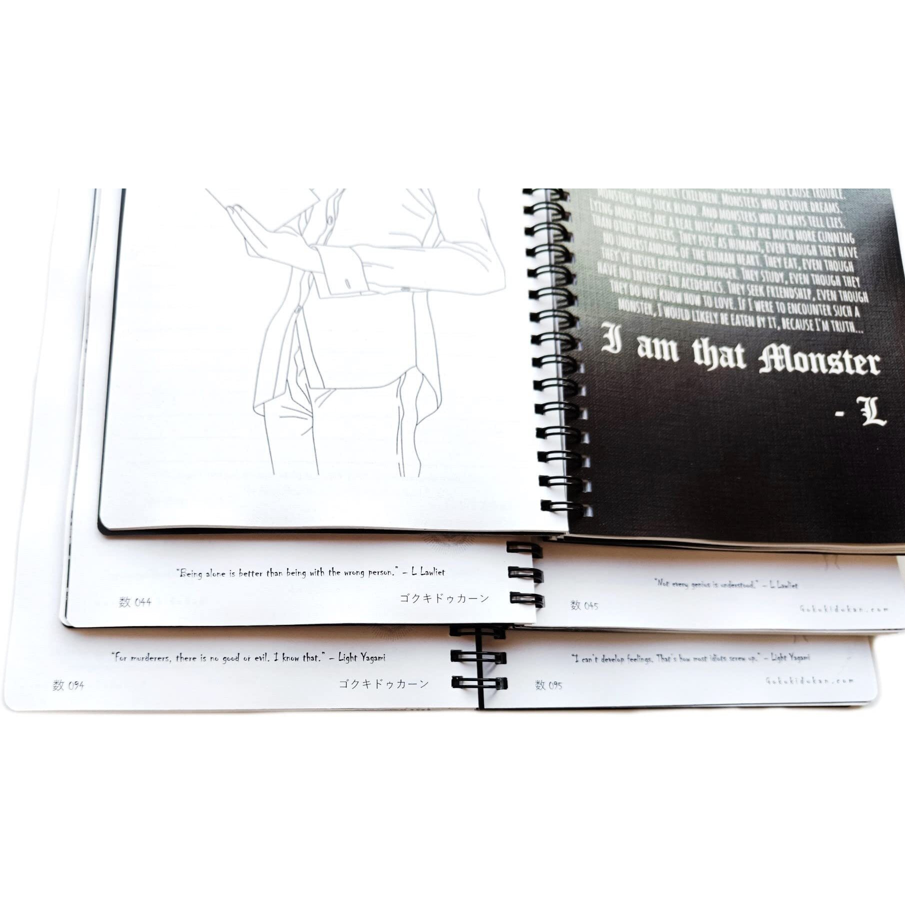 Death Note Notebook with 12 Death Note Stickers, Rules & 24 Art Covers in Coated Embossed Canvas paper, Quotes, Character names & logos of Death Note Anime in 110 Pages of 100 GSM Off-White Paper