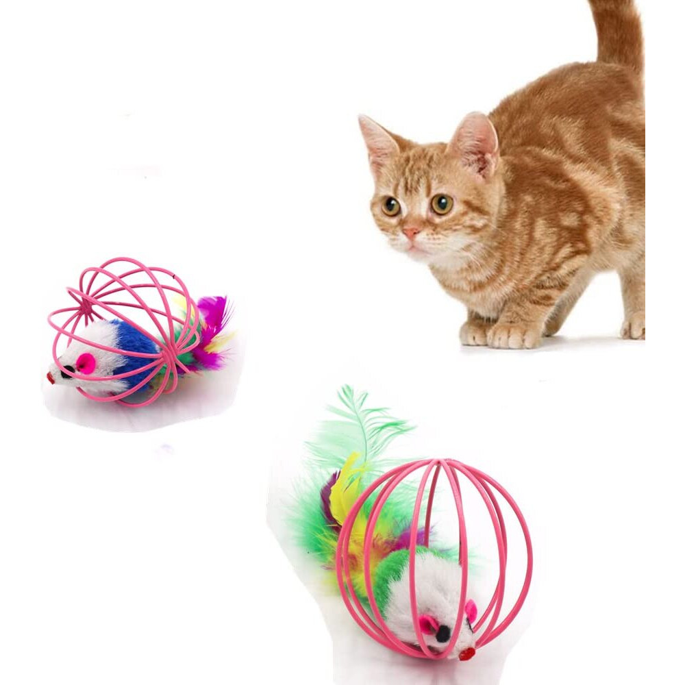 Sichumaria 2 Pcs Cat Balls Toy Sichumaria Mouse Ball Toys Cute and Fun Interactive Caged Rats Rolling Cat Balls Cat Toys for Kittens