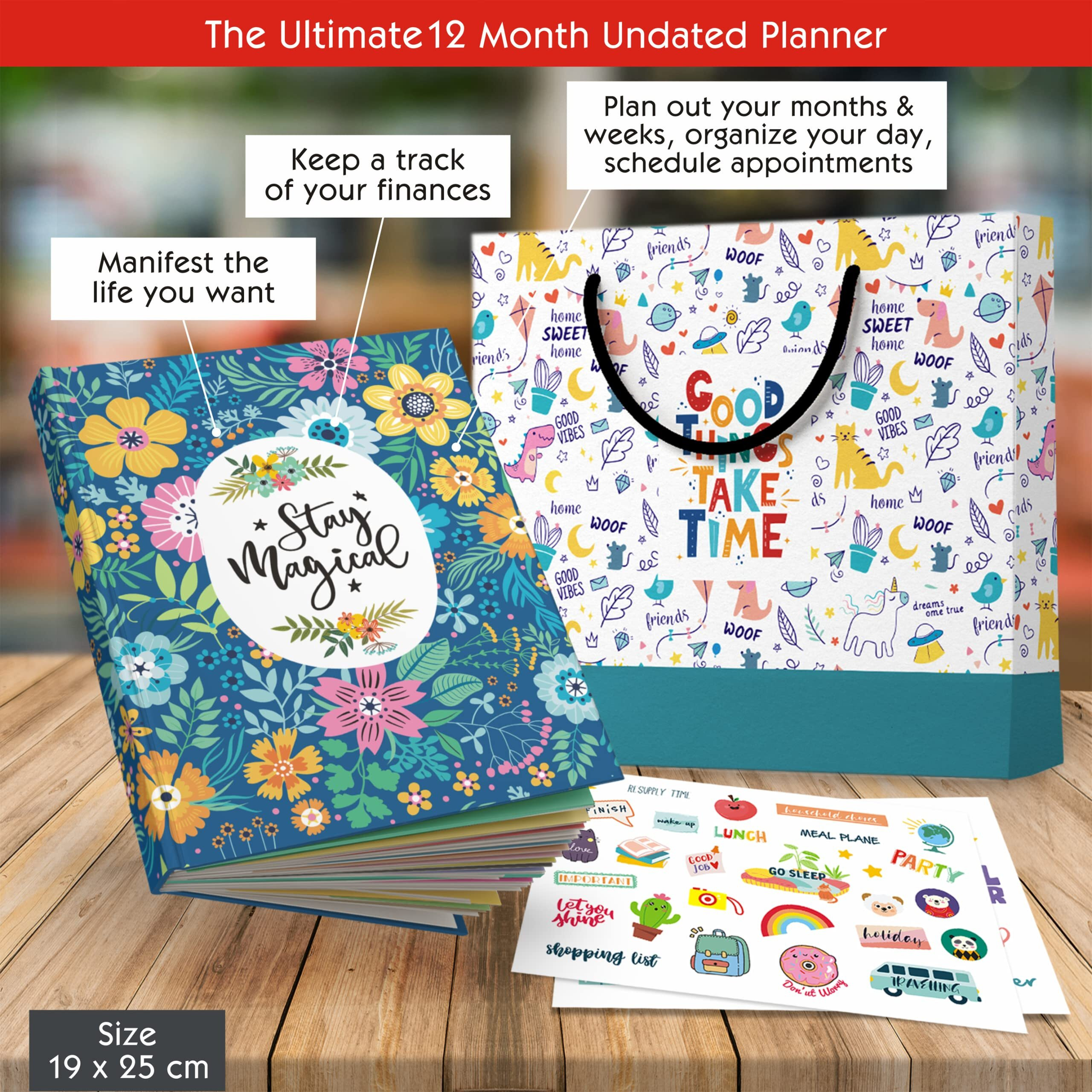 Stay Magical - Undated Daily Planner and Gratitude Journal | Schedule Your Day, Achieve Goals, Manage To-do List | Habit Tracker | 12 Months, 232 Pages + Free Sticker Year - 2025 (Mystic Meadow)