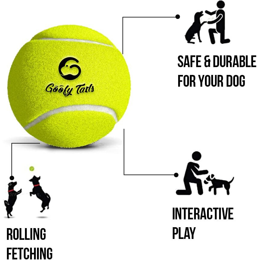Goofy Tails Tennis Dog Ball Dog Toys | Combo of Tennis Ball for Dog| Non Squeaky Toys for Dogs |Dog Toy Ball| Dog Chew Toys| Balls for Dogs (Light Green, Pack of 3)