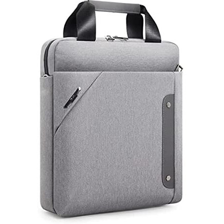 BROGBUS Mens Polyester Solid Interior and Exterior Pocket and Compartment Business Messenger Bag for Men and Women-White Grey