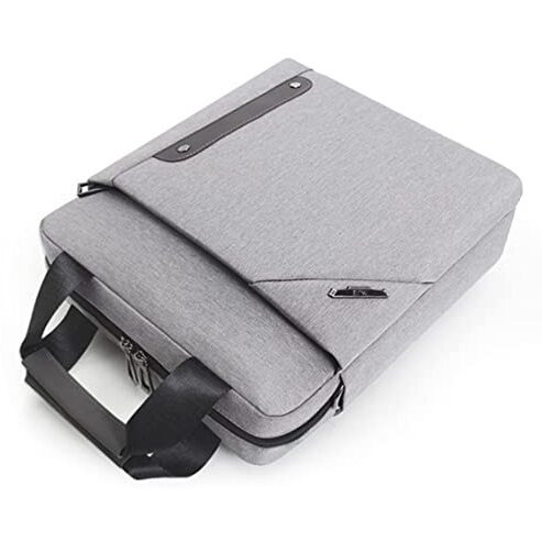 BROGBUS Mens Polyester Solid Interior and Exterior Pocket and Compartment Business Messenger Bag for Men and Women-White Grey