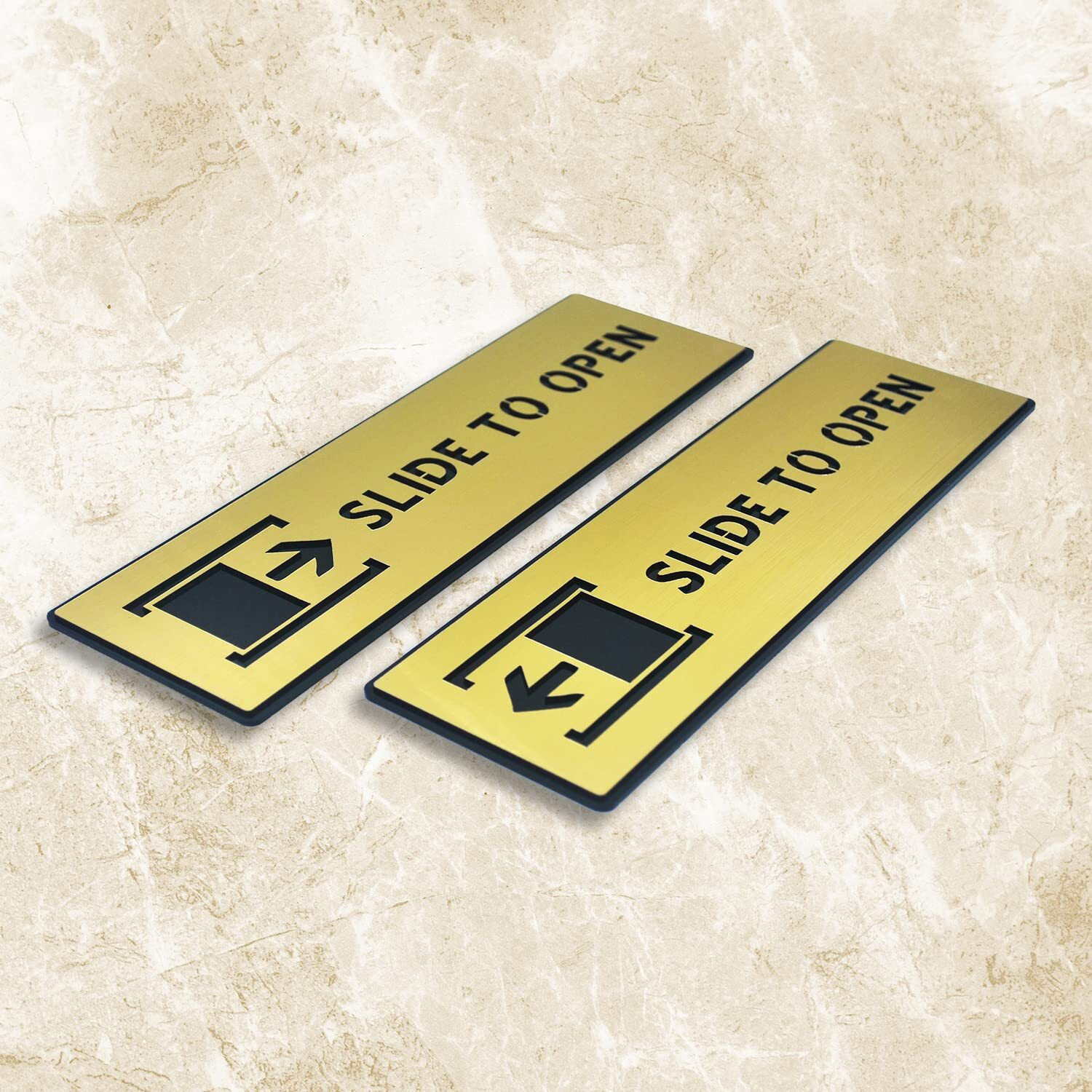 Vertical Root Inc Premium Brush Finish Acrylic SLIDE TO OPEN DOOR Sign Easy to Mount 3M Self-Adhesive Tape Signage for Office Hotel Society Resort Business Corporate Hospital