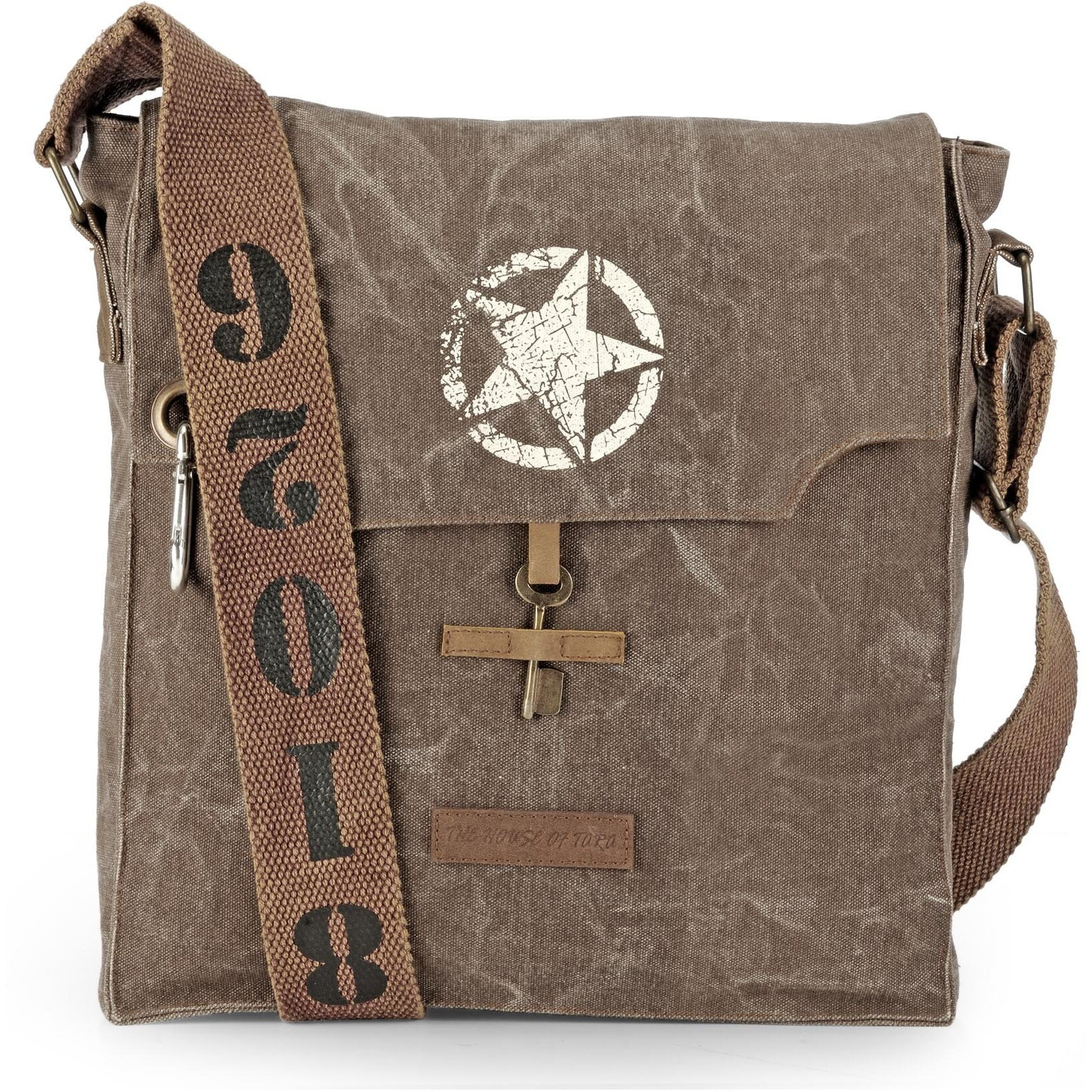 The House of tara Sturdy Cotton Canvas Messenger Bags for Men and Women | With two Magnetic Snap Buttons Flap Closure, Adjustable Body Strap & Multiutility Lobster Hook (Brown)