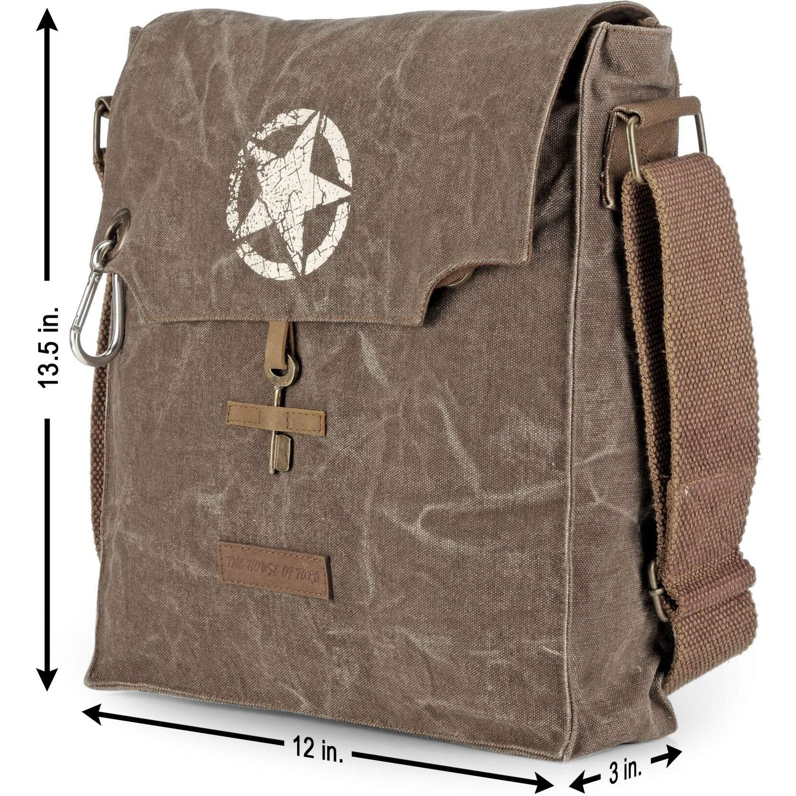 The House of tara Sturdy Cotton Canvas Messenger Bags for Men and Women | With two Magnetic Snap Buttons Flap Closure, Adjustable Body Strap & Multiutility Lobster Hook (Brown)