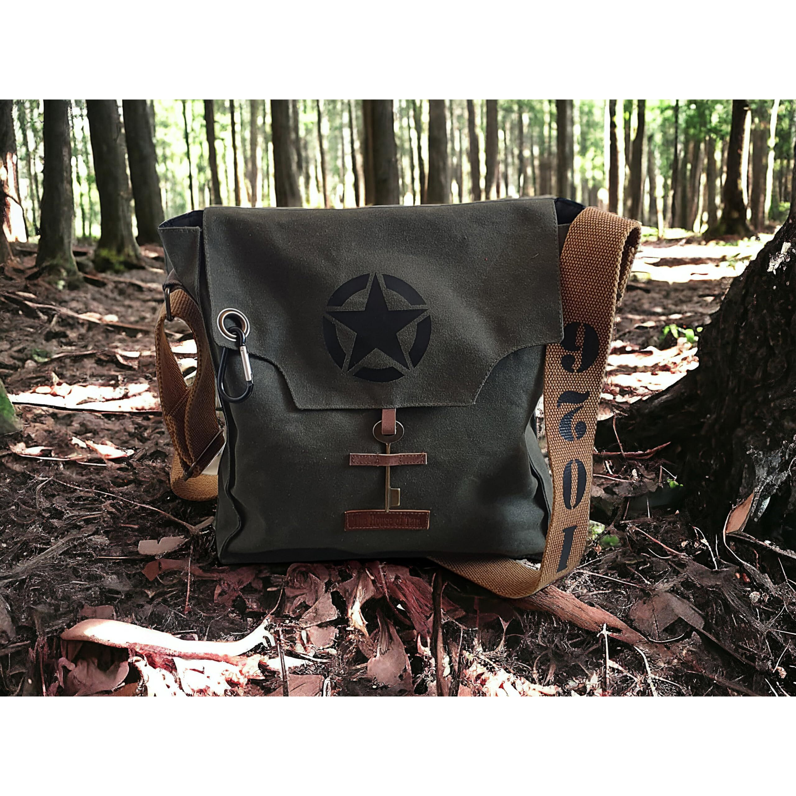 The House of tara Sturdy Cotton Canvas Messenger Bags for Men and Women | With two Magnetic Snap Buttons Flap Closure, Adjustable Body Strap & Multiutility Lobster Hook (Green)