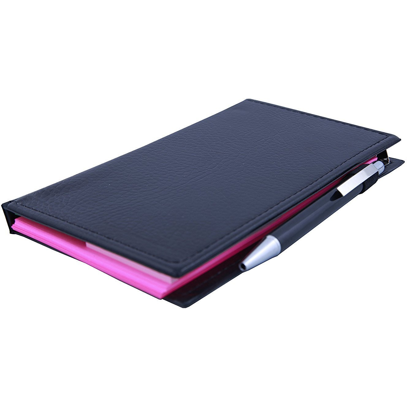 Coi memo neon Pink Note Book with Sticky Notes & Clip Holder in Diary Style with Free Pen (Pink)
