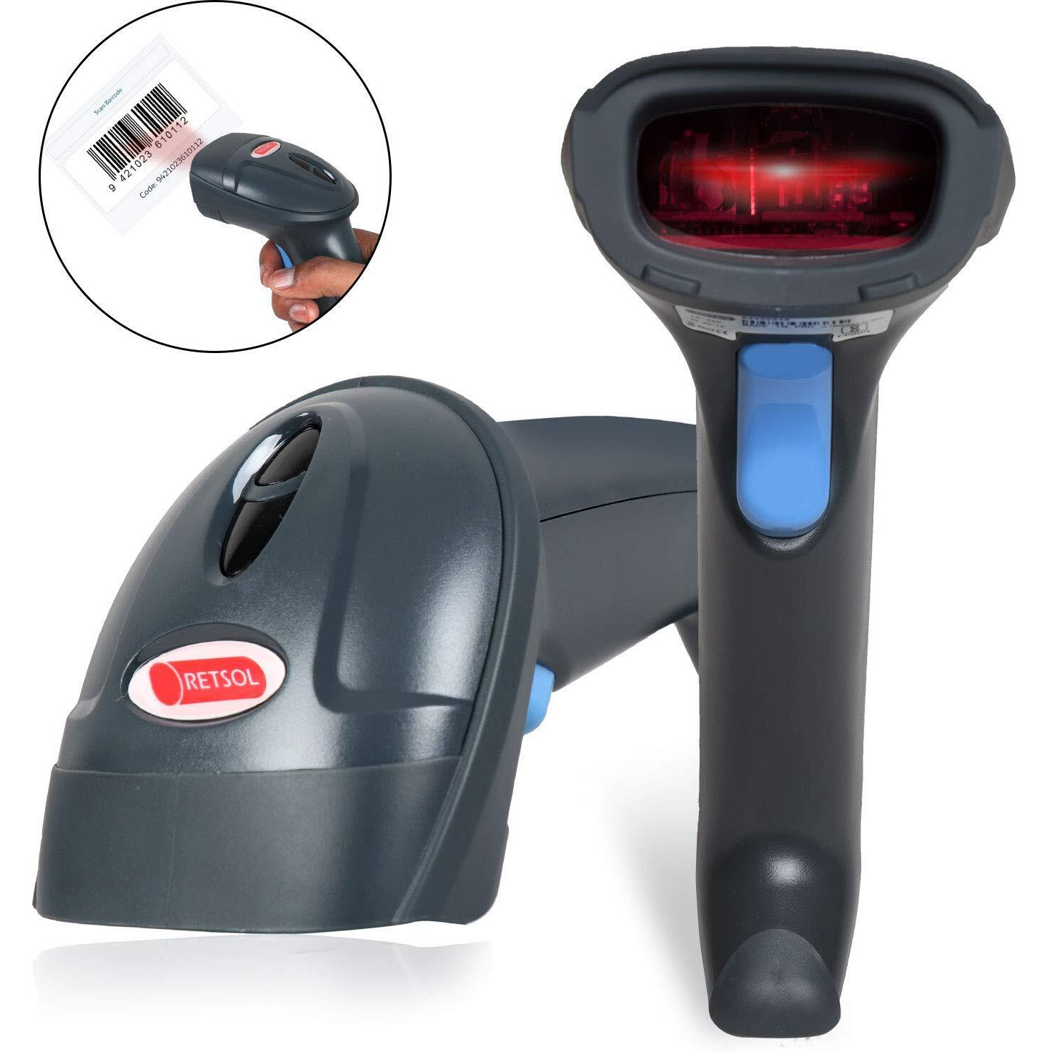 RETSOL LS 450 Laser Barcode Scanner BIS Approved Handheld 1D USB Wired Barcode Reader Optical Laser High Speed for POS System Supermarket