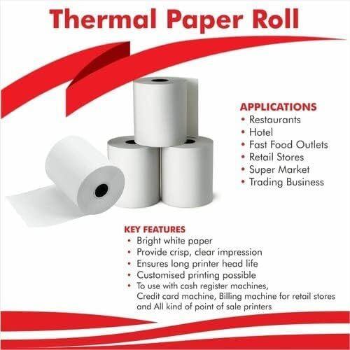DeHMY Mme 80Mmx50Mtr.(3Inch) Cash Register Machine Thermal Paper Roll Set Of 10 Rolls