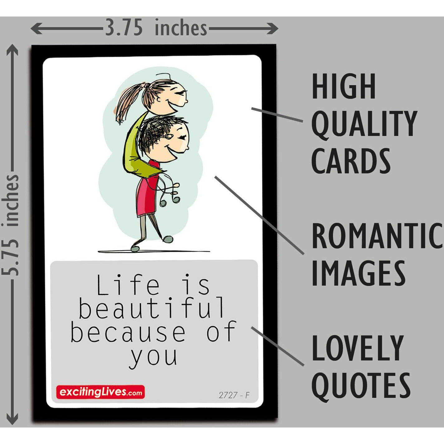 exciting Lives -Romantic Love Cards - Gift for Valentine s Day, Anniversary, Birthday, Sorry, Love, Romance, Care - for Girlfriend, Boyfriend, Husband, Wife - Set of 8 Cards