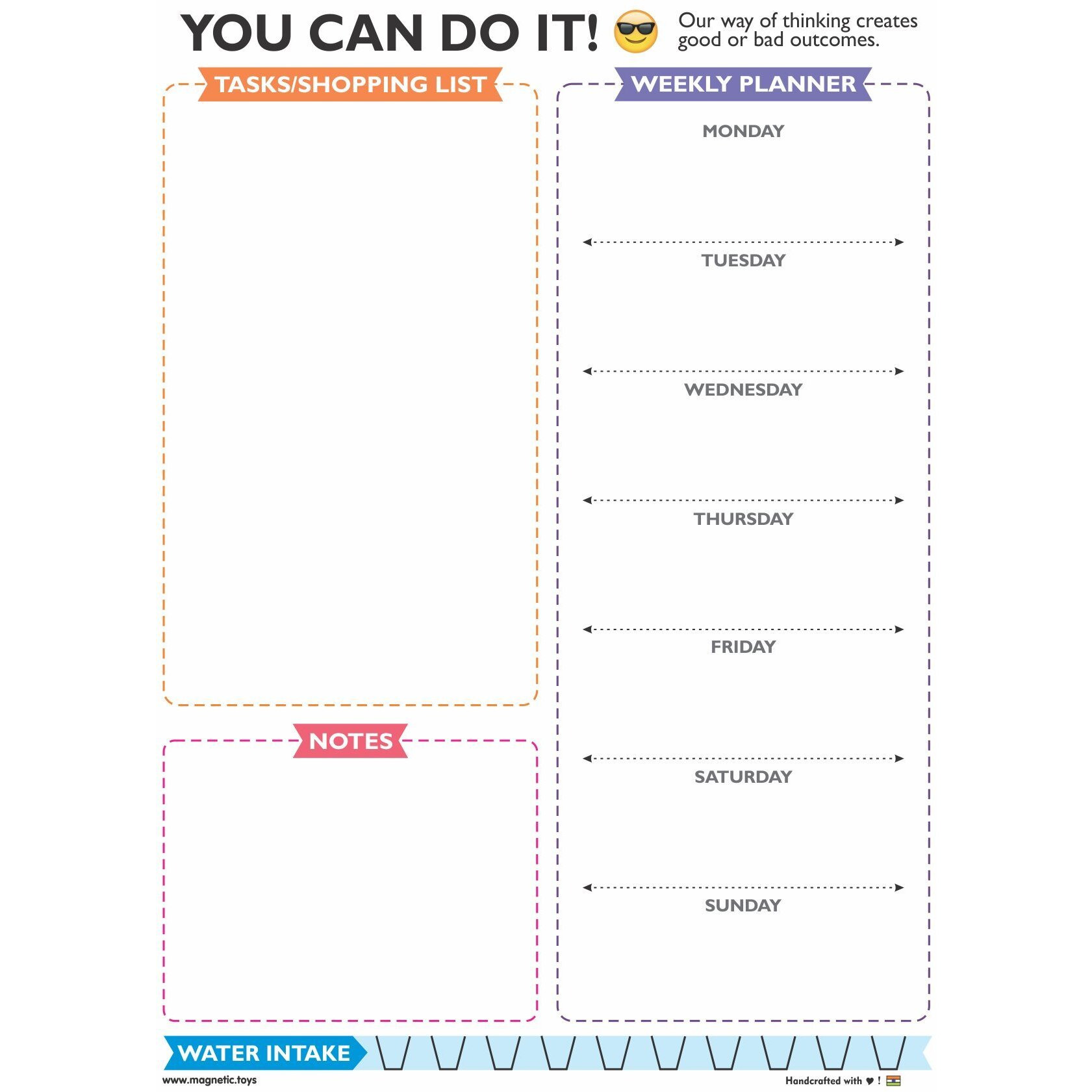 mfm toys fridge magnet write-erase a4 size notepads planners (you can do it)- Multi color