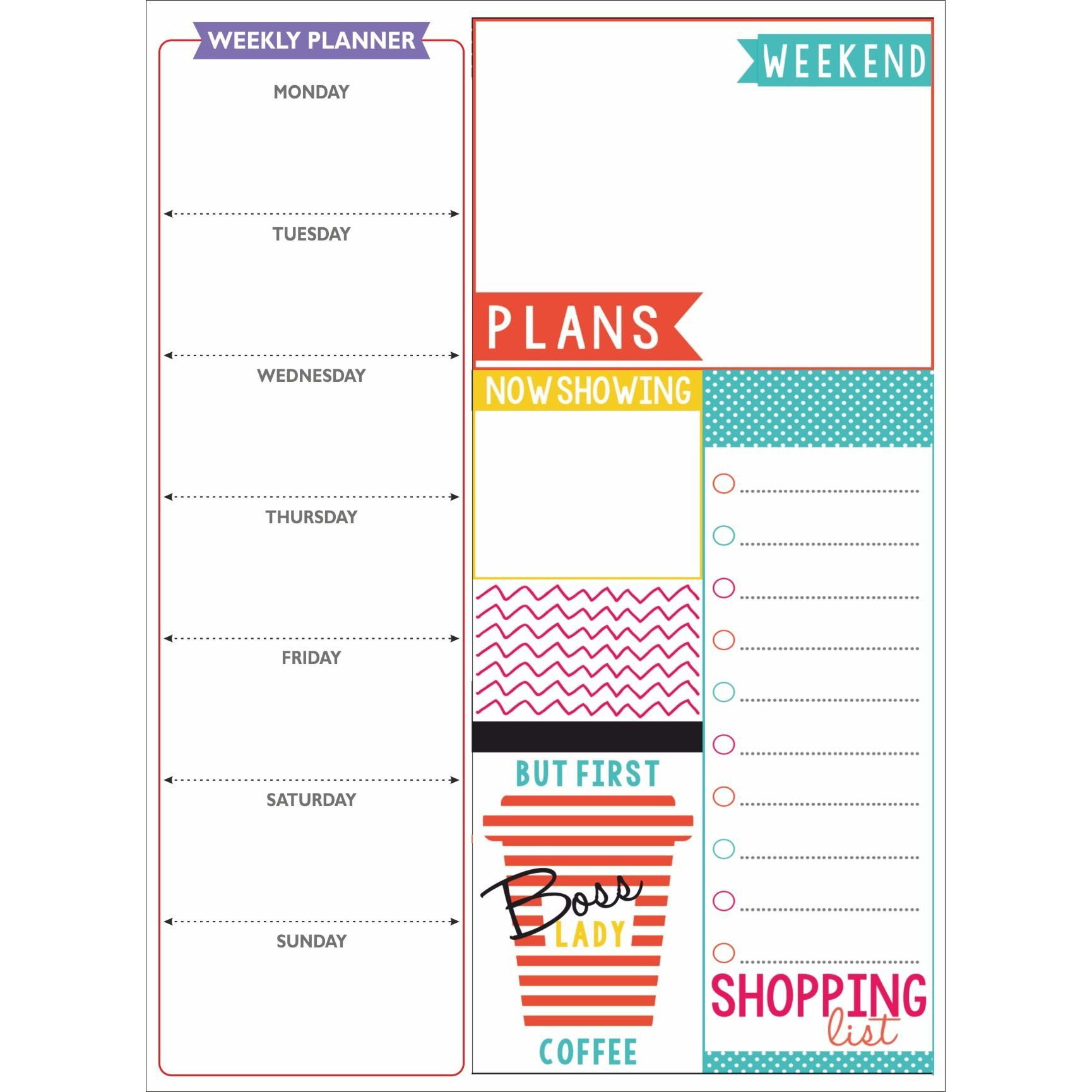 mfm toys fridge magnet write-erase a4 size notepads planners (boss lady planner)- Multi color