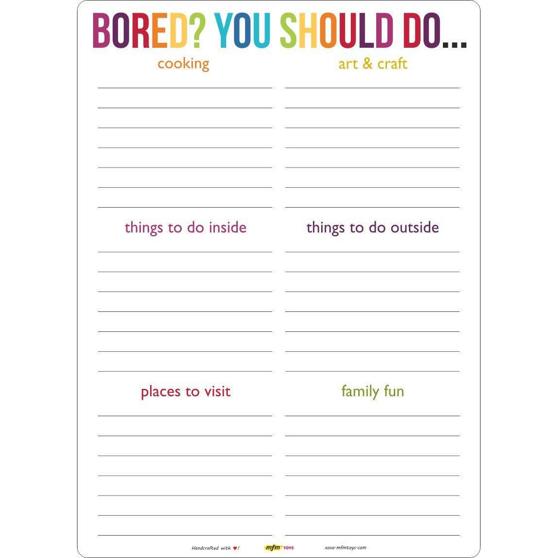 MFM TOYS Fridge Magnet Write-Erase Notepads Planners Lockdown planner, Home Activities for Summer Vacations (Boredom Buster)