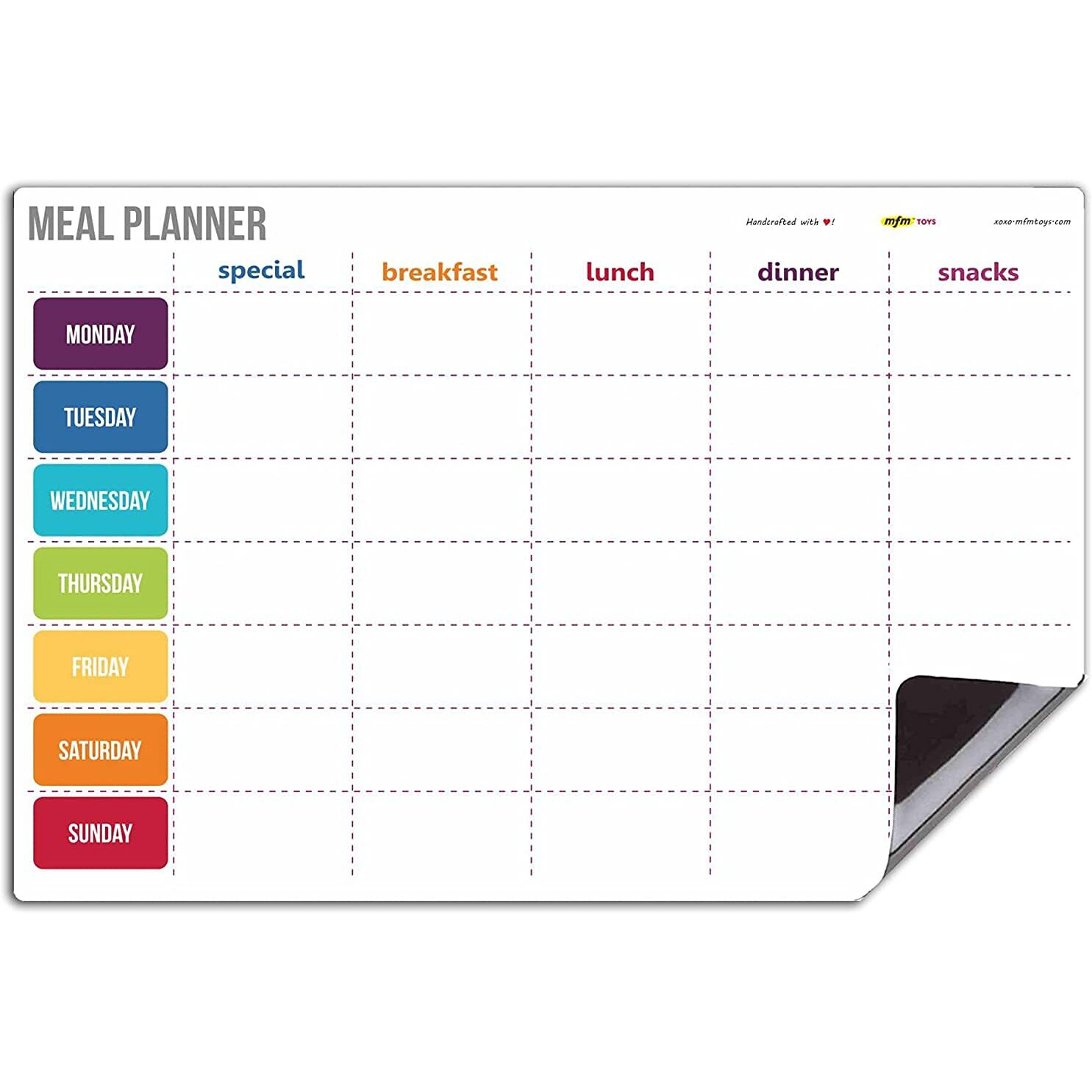 MFM TOYS Fridge Magnet Meal Planner Write-Erase A4 Size Planner Board (Meal Planner (Weekly))