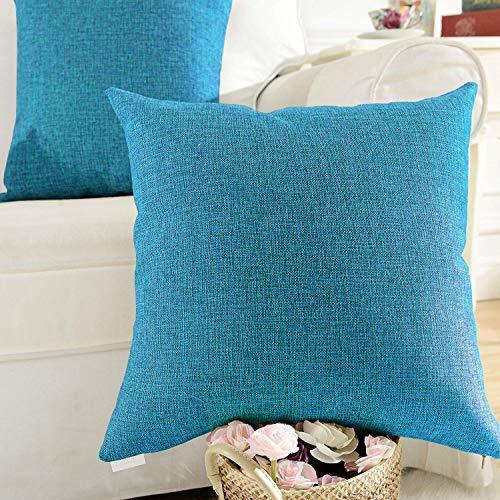 Khooti Jute Cushion Cover, 18x18 (Bondi Blue)(Pack of 2)