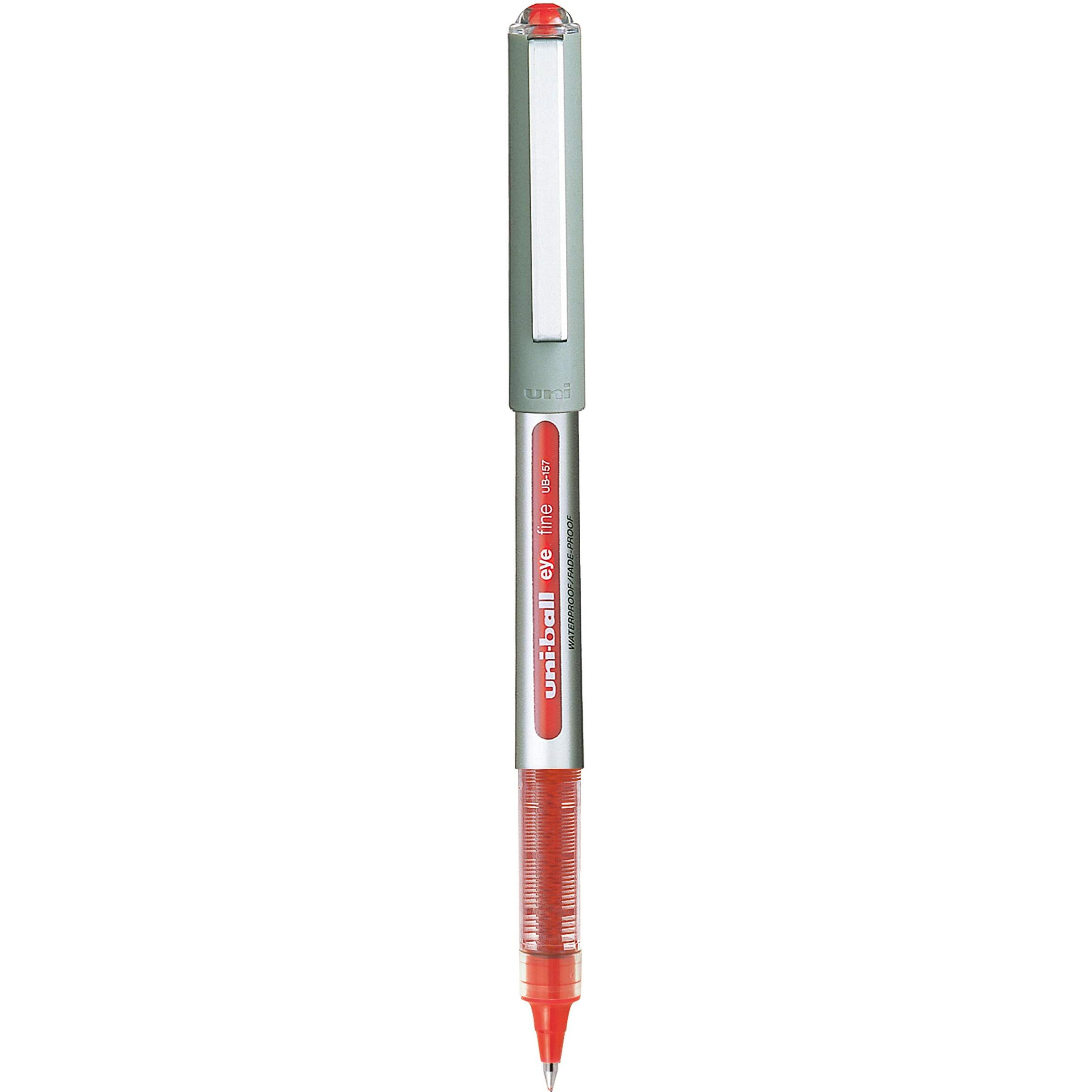 uni-ball Eye UB157 0.7mm Roller Ball Pen | Waterproof Pigment Ink | Lightweighted Sleek Body | Long Lasting Smudge Free Ink | School and Office stationery | Red Ink, Pack of 6