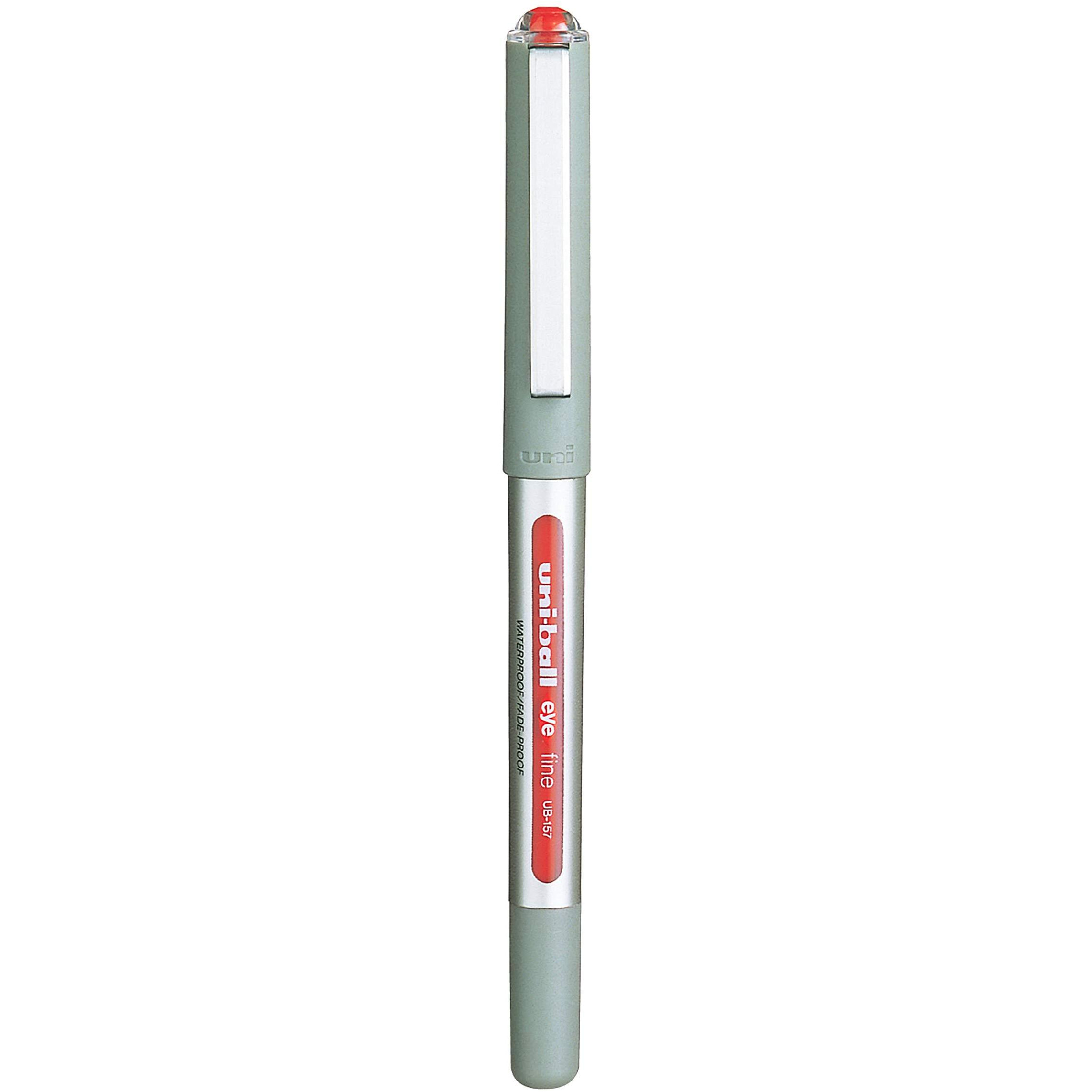 uni-ball Eye UB157 0.7mm Roller Ball Pen | Waterproof Pigment Ink | Lightweighted Sleek Body | Long Lasting Smudge Free Ink | School and Office stationery | Red Ink, Pack of 6