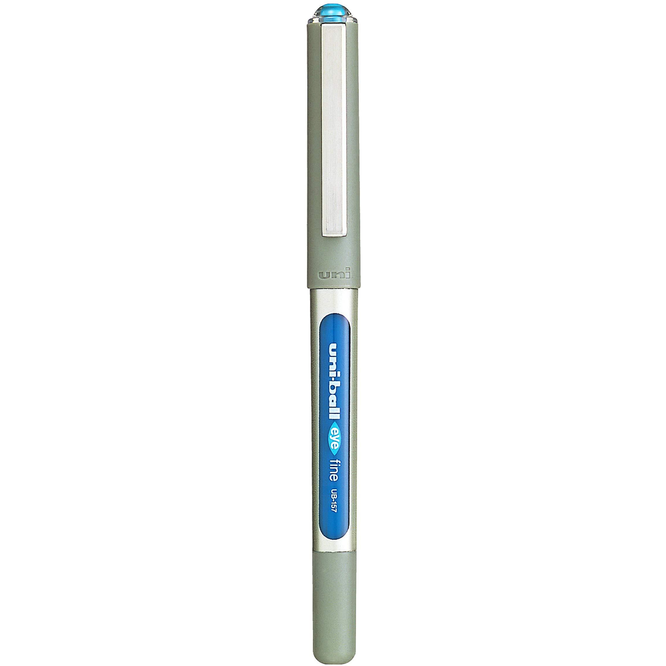 uni-ball Eye UB157 0.7mm Roller Ball Pen | Waterproof Pigment Ink | Light weighted Sleek Body | Long Lasting Smudge Free Ink | School and Office stationery | Light Blue Ink, Pack of 6