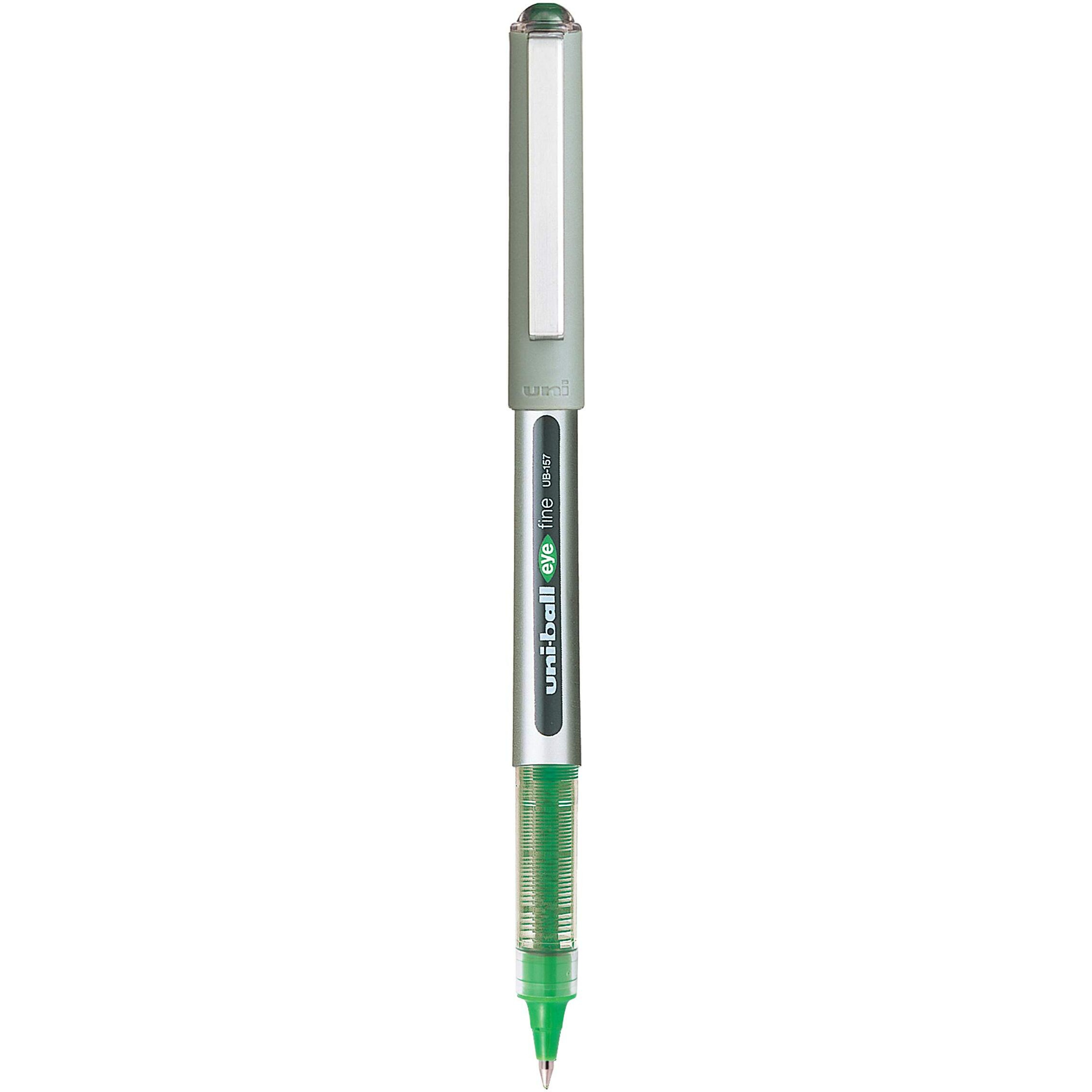 uni-ball Eye UB157 0.7mm Roller Ball Pen | Waterproof Pigment Ink | Lightweighted Sleek Body | Long Lasting Smudge Free Ink | School and Office stationery | Green Ink, Pack of 6