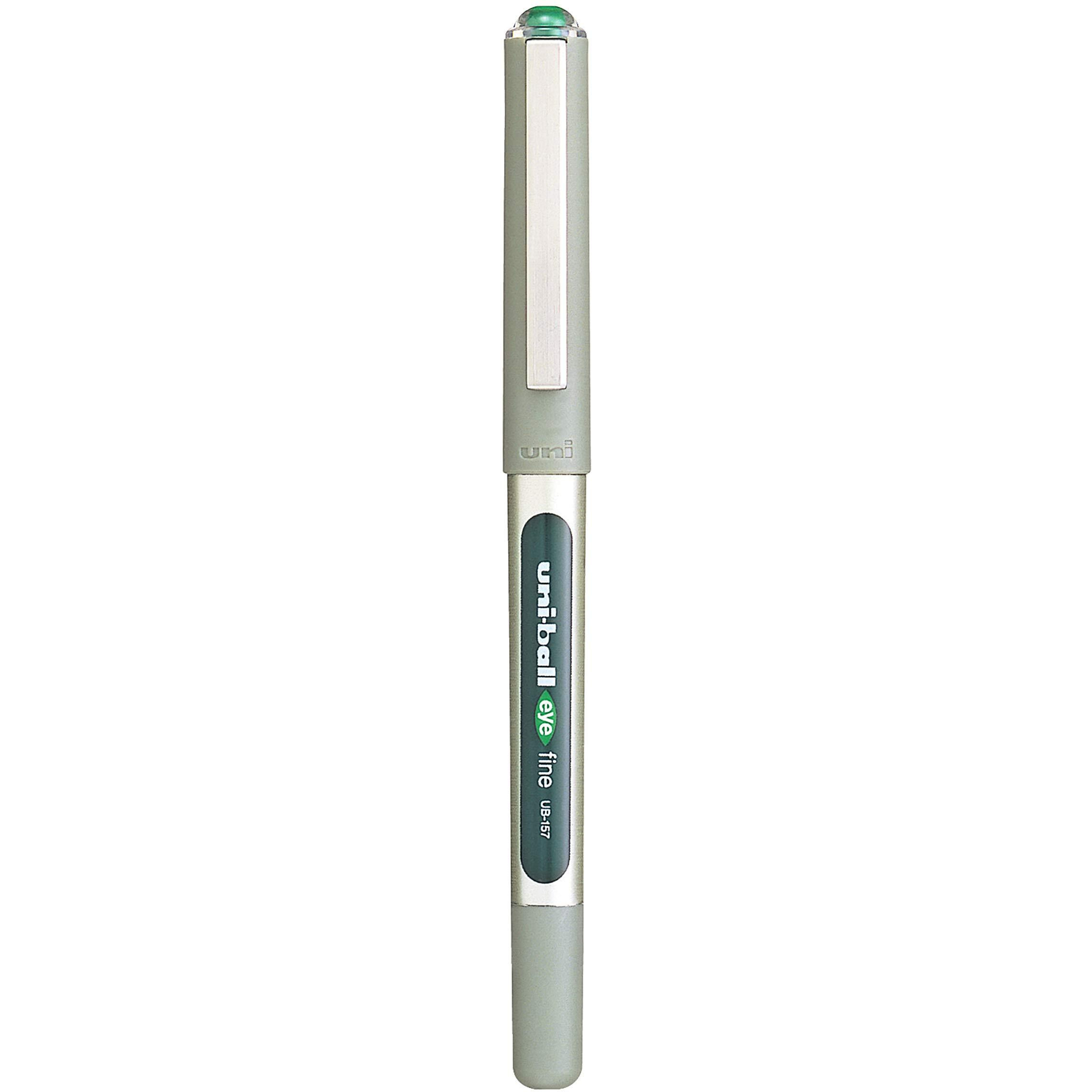 uni-ball Eye UB157 0.7mm Roller Ball Pen | Waterproof Pigment Ink | Lightweighted Sleek Body | Long Lasting Smudge Free Ink | School and Office stationery | Green Ink, Pack of 6