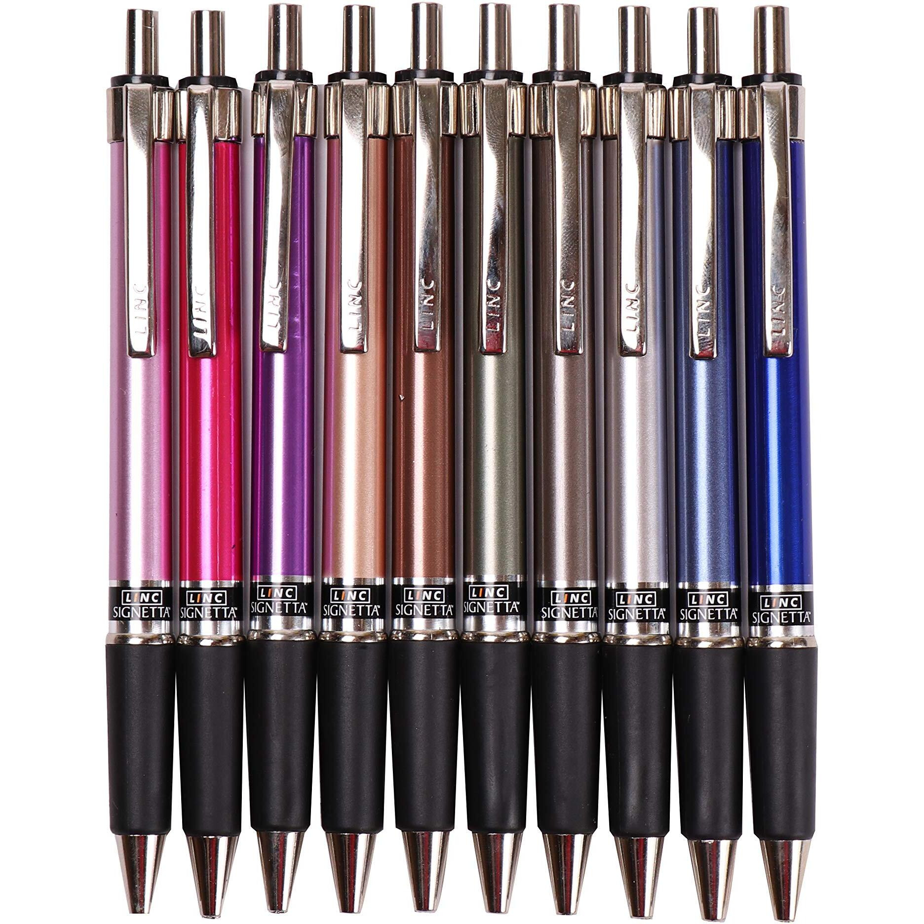 Linc Signetta 0.7 mm Retractable Ball Pens | Black Ink | Pack of 10