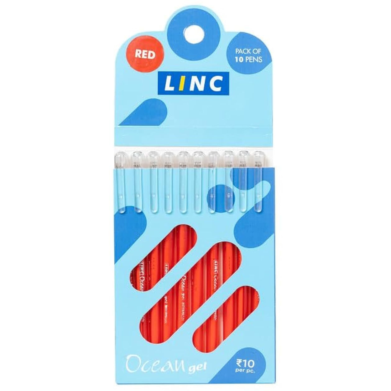 Linc Ocean 0.55mm Classic Gel Pen | Red Ink, Pack of 30
