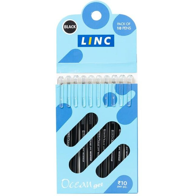 Linc Ocean 0.55mm Classic Gel Pen | Black Ink, Pack of 30