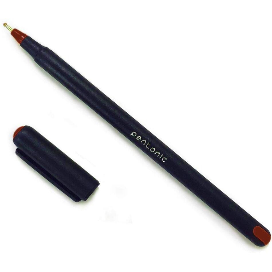 Pentonic 1.0mm Ball Pen Blister Pack | Grey Body | Pink,Green,Orange,Brown,Lime Green,Purple,Turquoise Blue,Blue,Grey,Red Ink | Set of 10 Pens